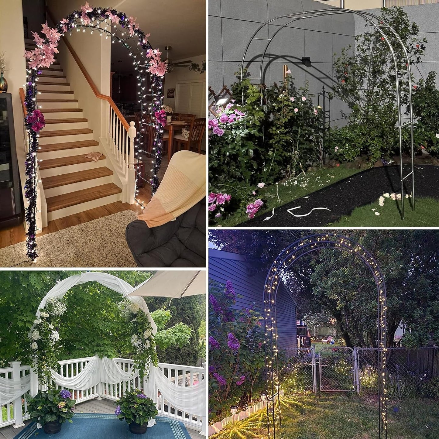 Stainless Steel Garden Arch - Heavy Duty Weatherproof Trellis for Climbing Plants, Roses & Vegetables - 230/240 cm Indoor/Outdoor Support Archway Decor (Size: 1.5 * 2)