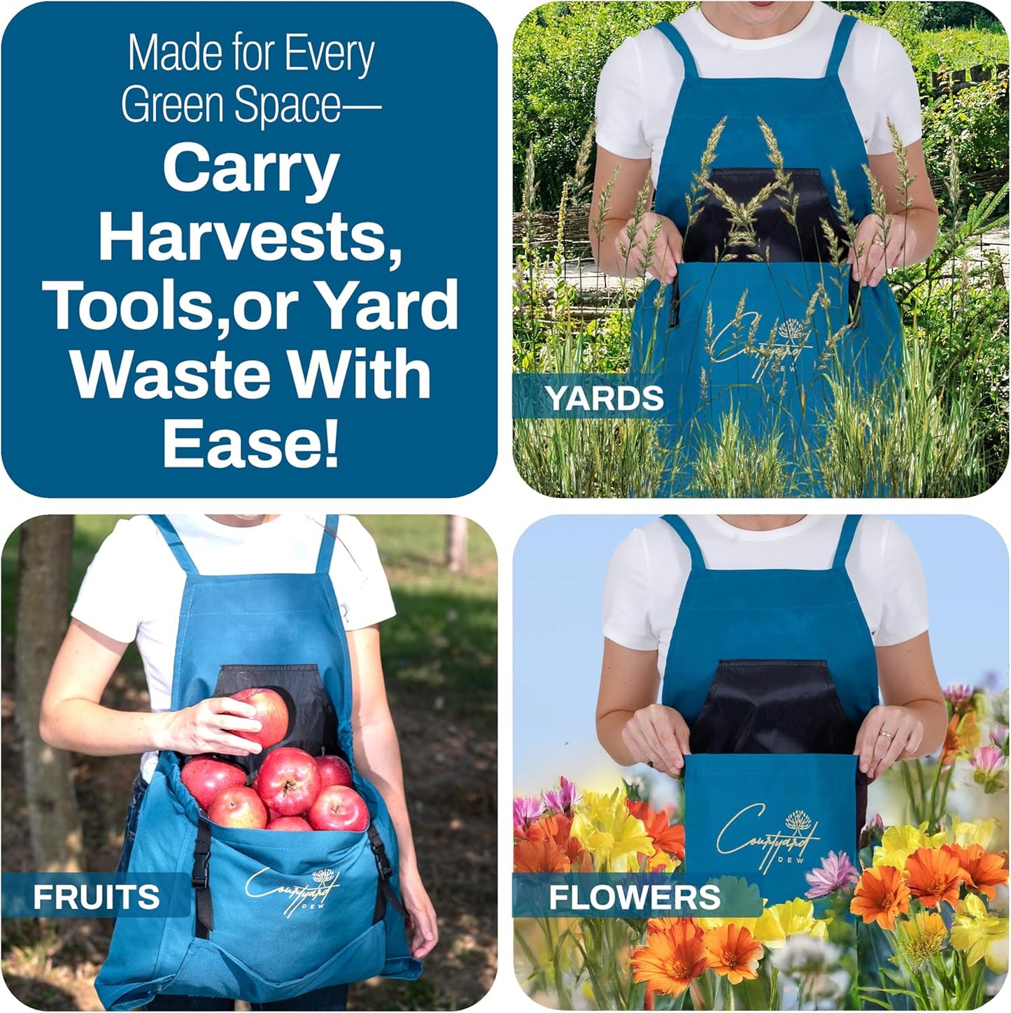 Gardening Apron with Pockets, Adjustable Cross Back Gardening Smock with Quick Release Pockets, Multipurpose