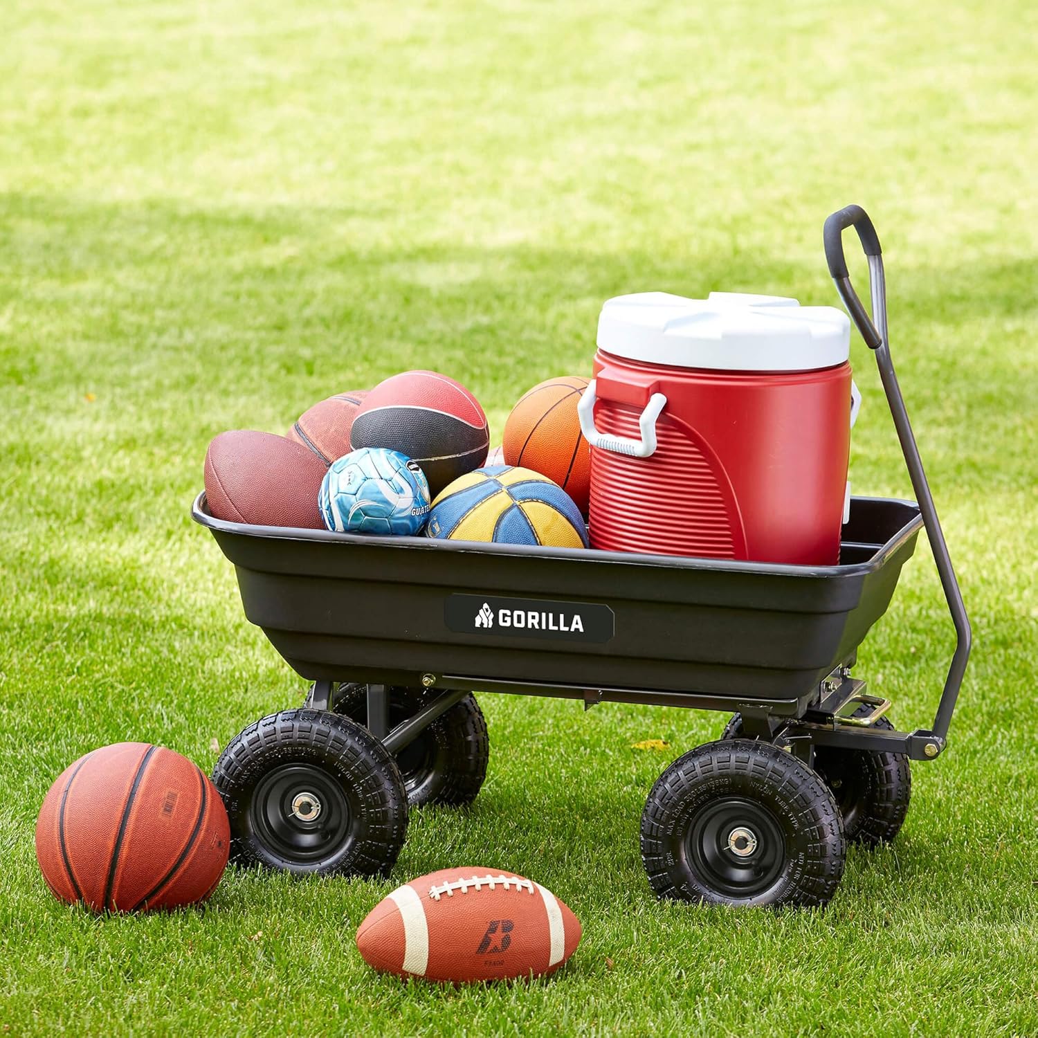Gorilla Carts Poly Garden Dump Cart, 4 Cu Ft Tub, 600 lb Haul Capacity