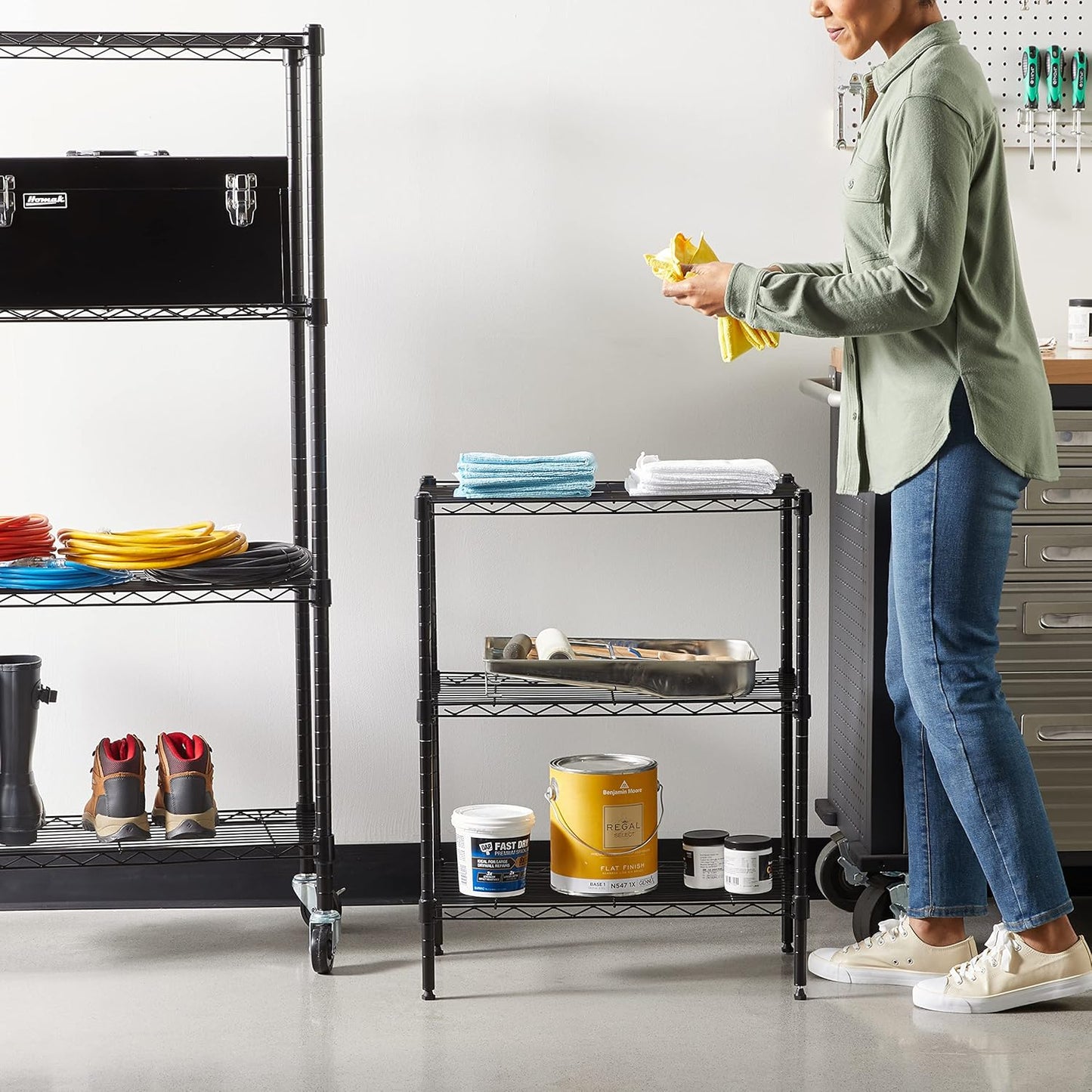 Amazon Basics 3-Shelf Adjustable Heavy Duty Steel Wire Rack Storage Sh