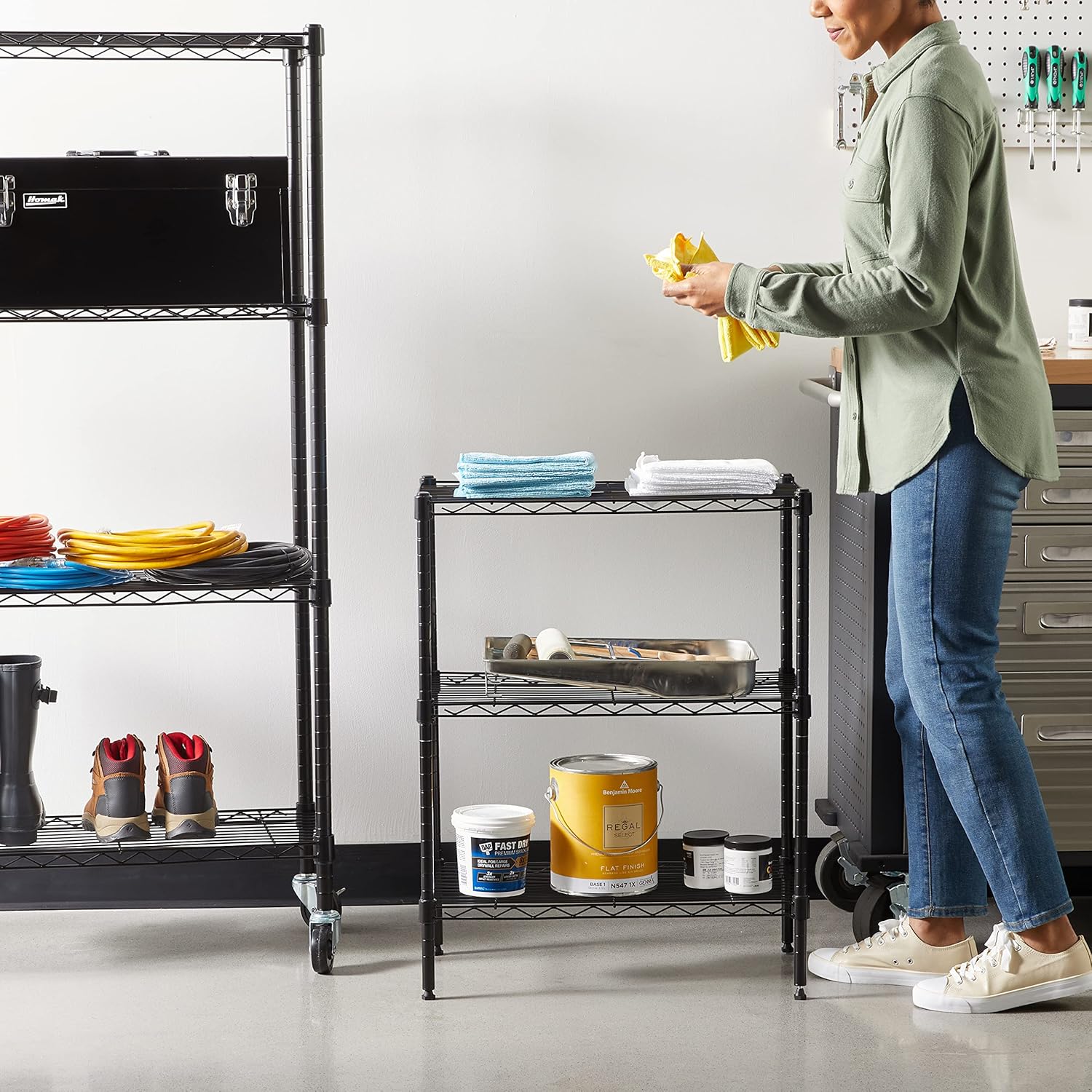Amazon Basics 3-Shelf Adjustable Heavy Duty Steel Wire Rack Storage Sh