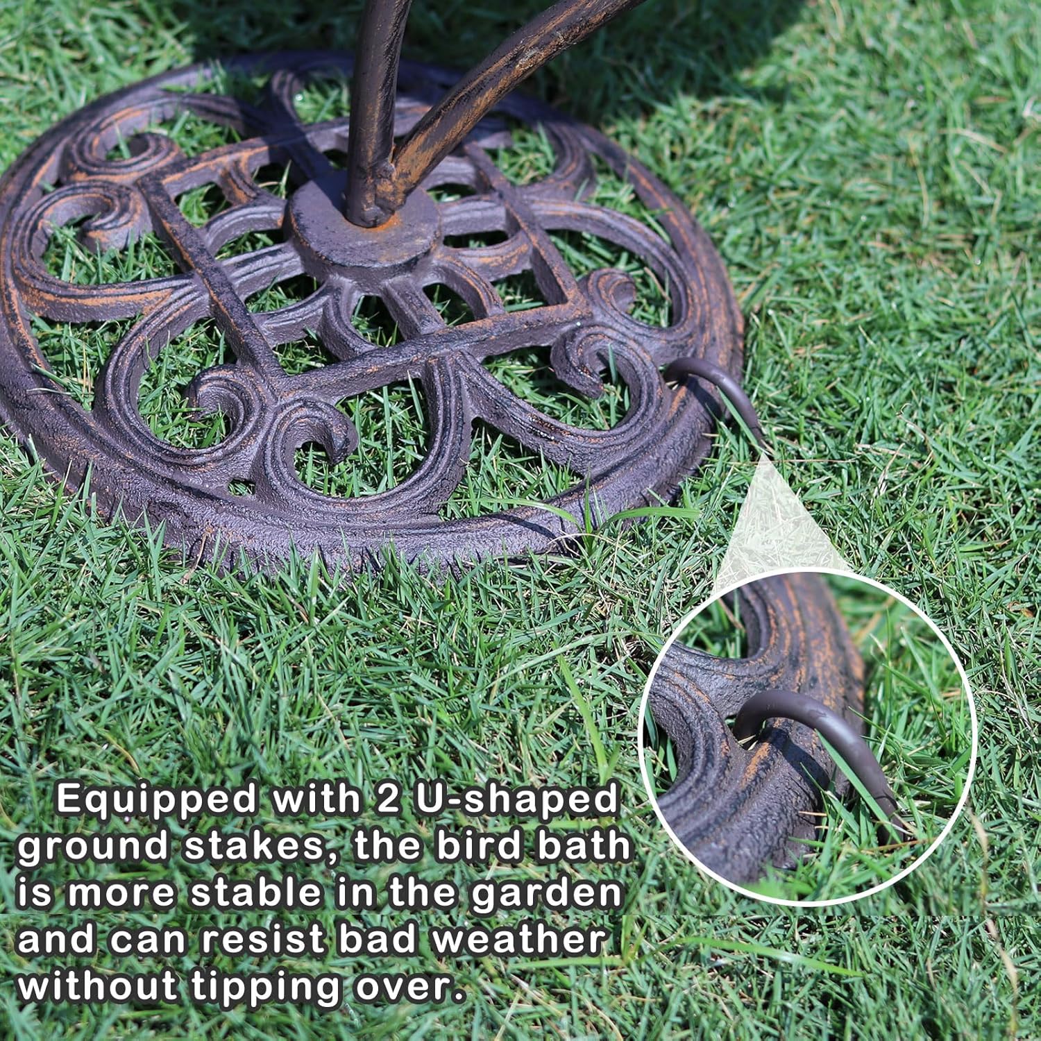 39" H Cast Iron Pedestal Bird Bath, Bird Baths for Outdoors with Metal