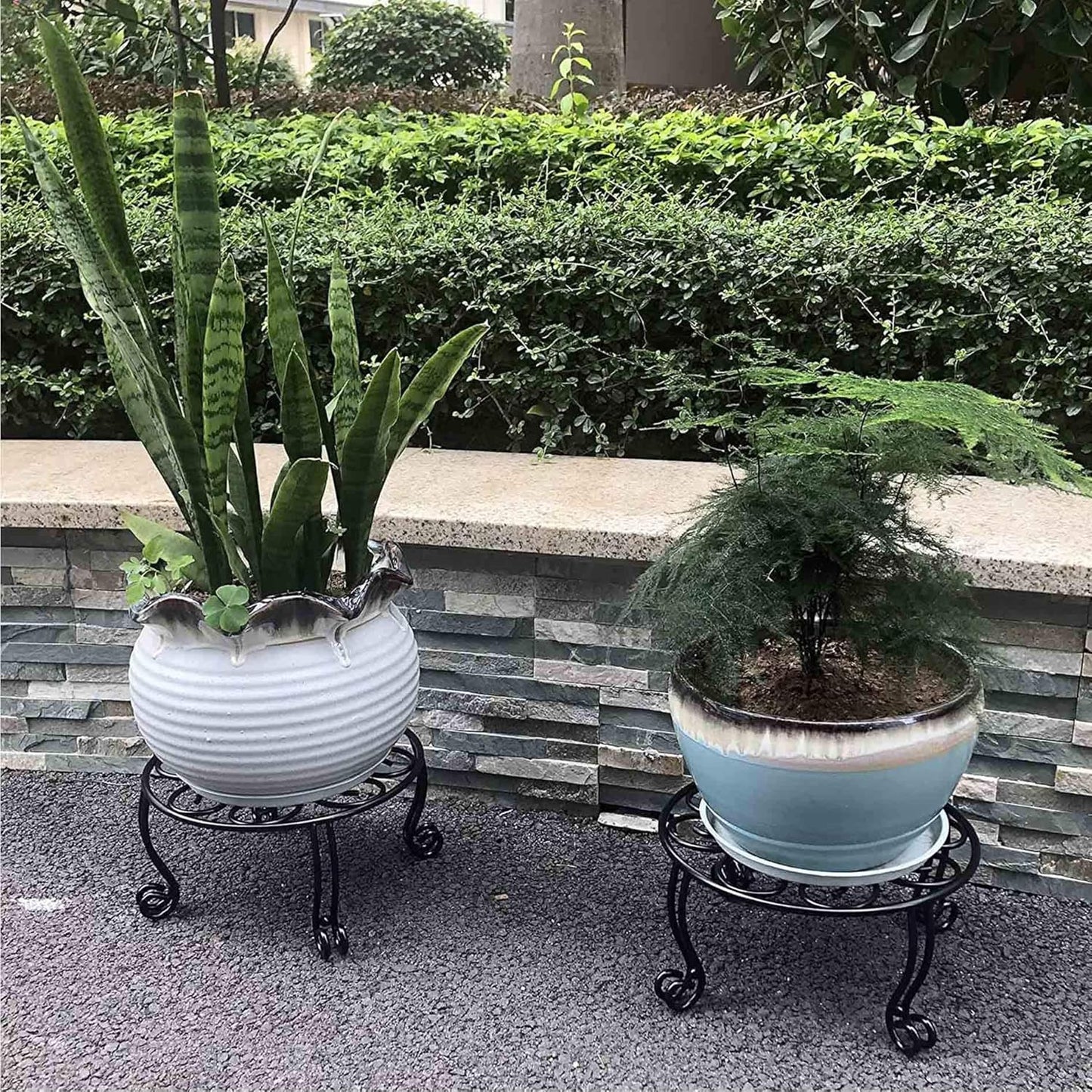 Metal Outdoor Plant Stand 11.8IN Diameter Heavy Duty Plant Pot Stands 