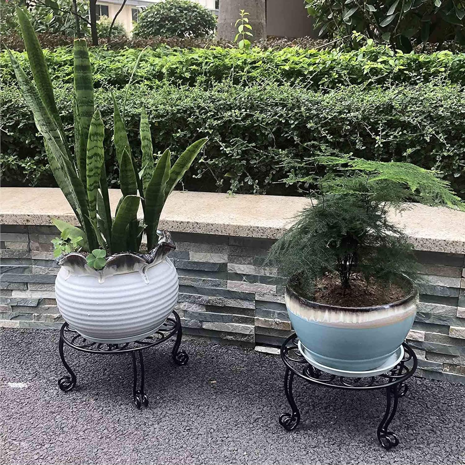 Metal Outdoor Plant Stand 11.8IN Diameter Heavy Duty Plant Pot Stands 