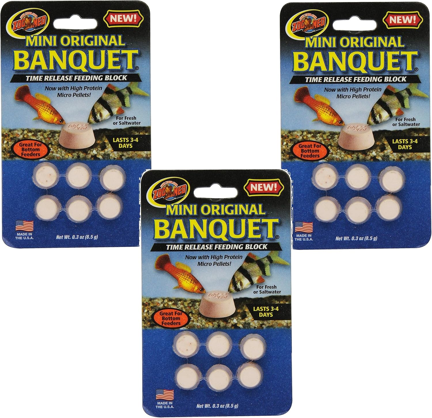 Zoo Med Laboratories Mini Banquet Block Feeders - 18 Blocks Total (3 P