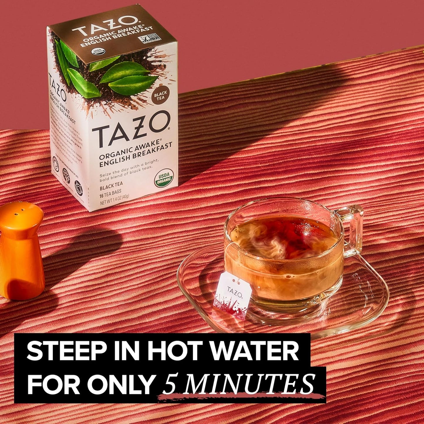 TAZO Organic Awake English Breakfast Black Tea Bags, Bold Traditional Breakfast-Style Black Tea, 144 Total Tea Bags (36ct - Pack of 4)