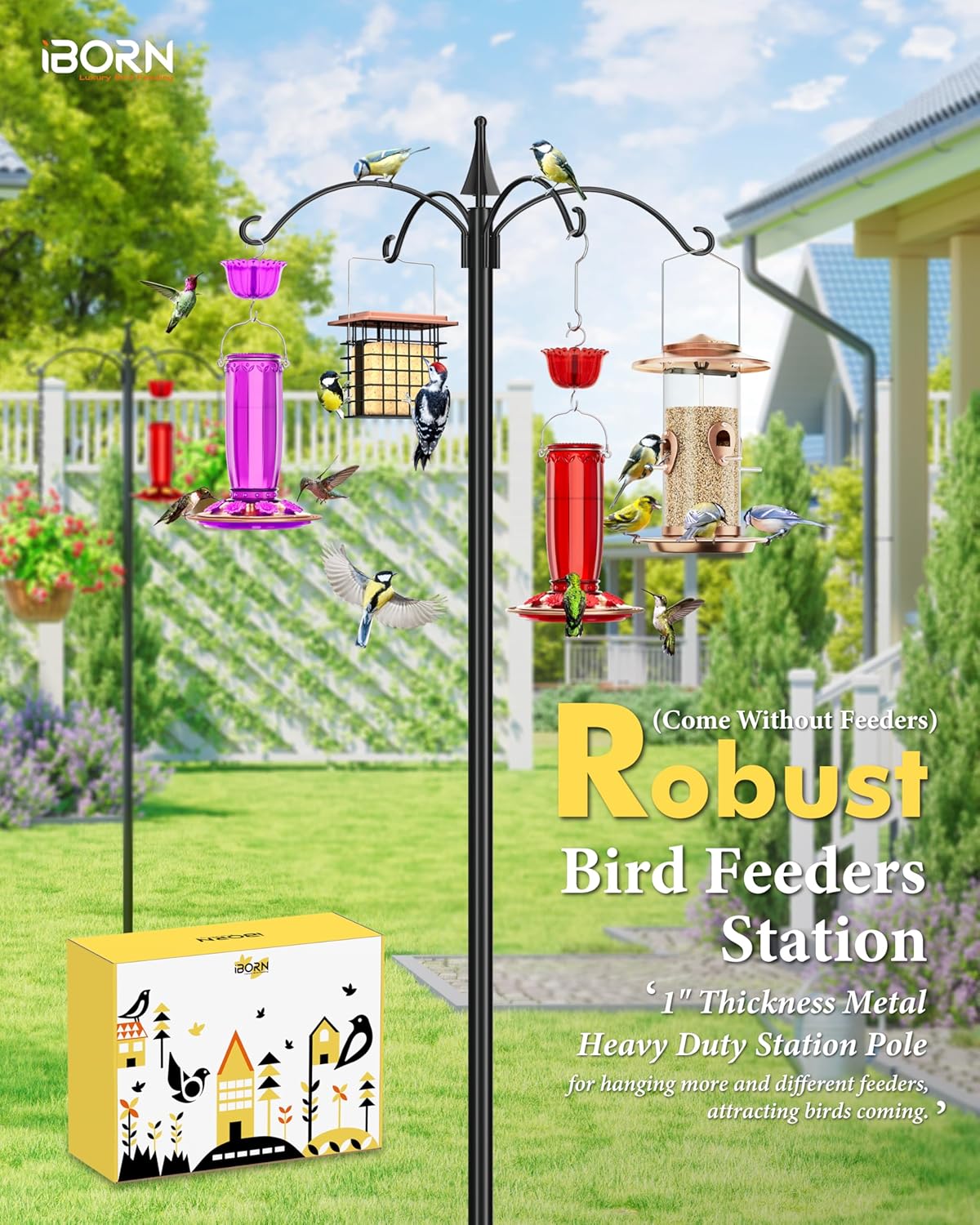 iBorn Bird Feeders Hanging Station 78Inch Wild Bird Feeding Station Po