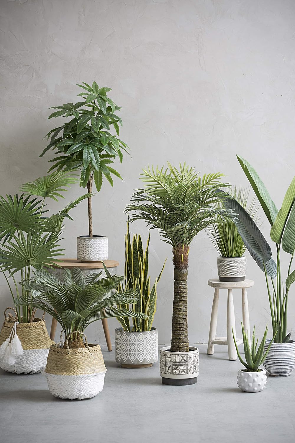 Creative Co-Op Grey & White Stoneware Pots (Set of 3 Sizes)
