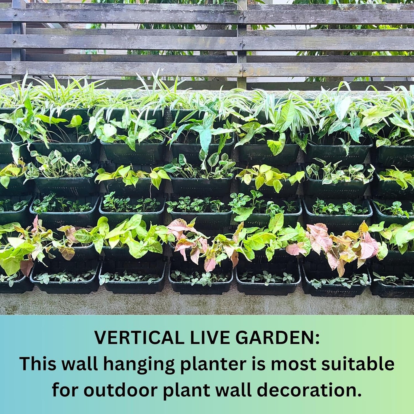 Maxona Vertical Garden Planter - 4 Pack, 13 inch Wall Mounted Planter for Patio Outdoor Decor, Home Green Plastic Pot Balcony Plant Vegetable Fruit Herb Hanging Pocket Holder Flowerpot