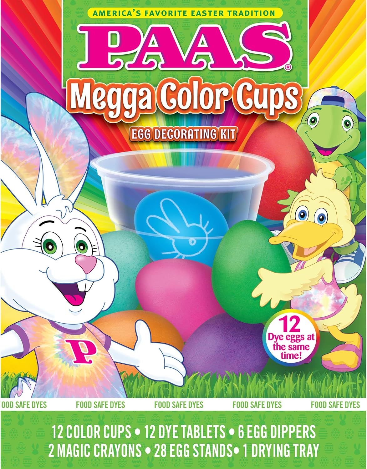 PAAS Megga Color Cups Egg Decorating Kit: Dye 12 Eggs at The Same Time!