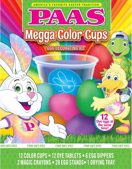 PAAS Megga Color Cups Egg Decorating Kit: Dye 12 Eggs at The Same Time!