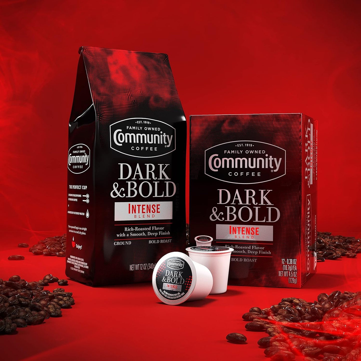 Community Coffee Dark & Bold Intense Blend, Dark Roast Ground Coffee, 12 Ounce Bag (Pack of 1)