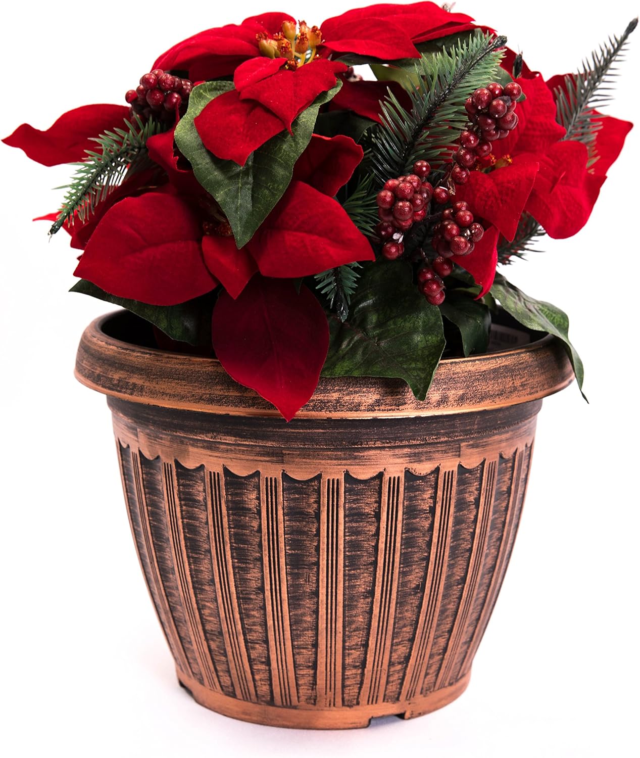 Rustic Copper Look Plastic Planter (2 Pack) Perfect Blend of Style and Durability for Home and Office Decor flowerpot for Garden Patio Office Ornaments Home Decor Long Lasting Lightweight (Copper-S)
