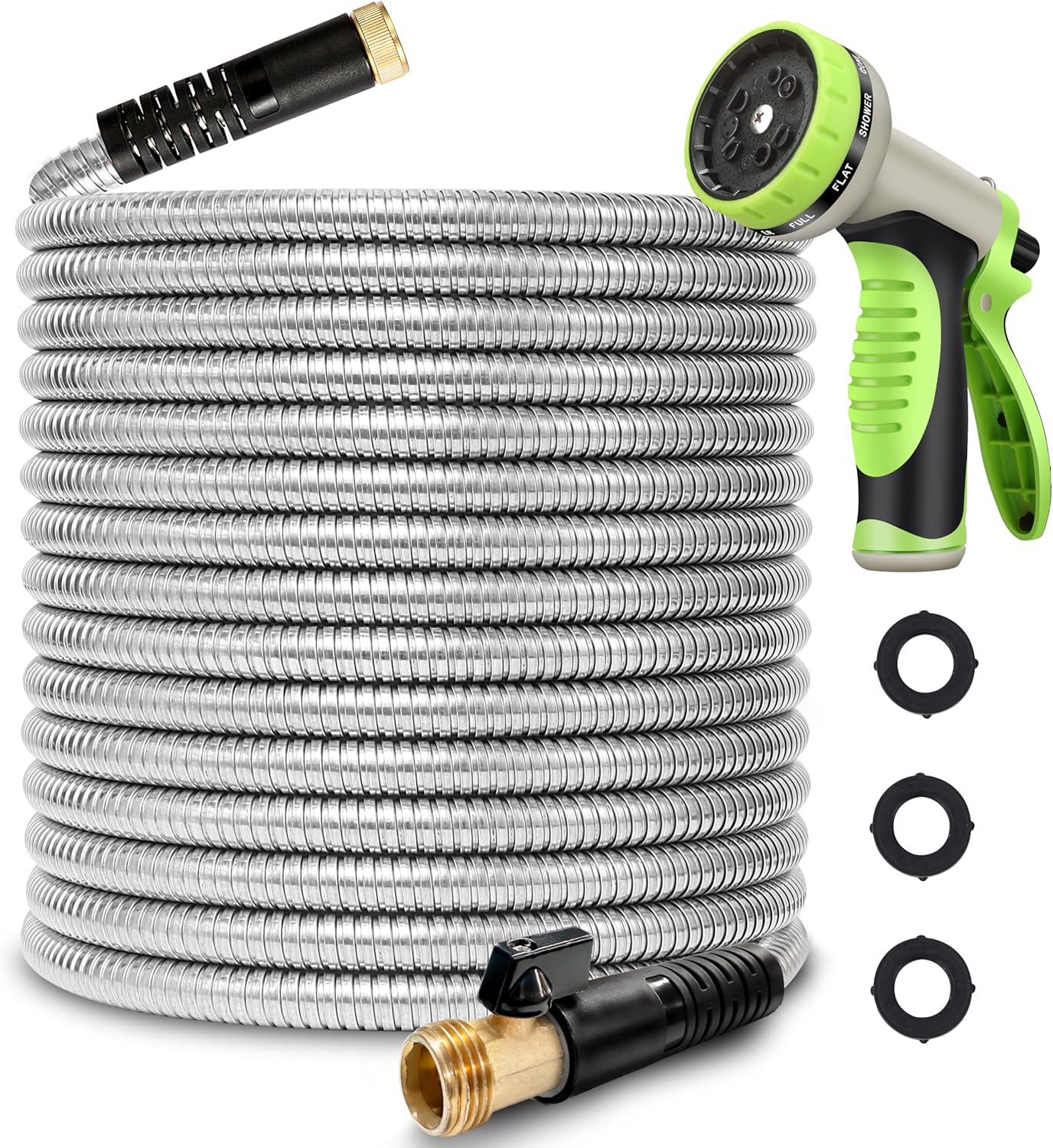 75FT Metal Garden Hose 304 Stainless Steel Flexible Water Hose - No Ki