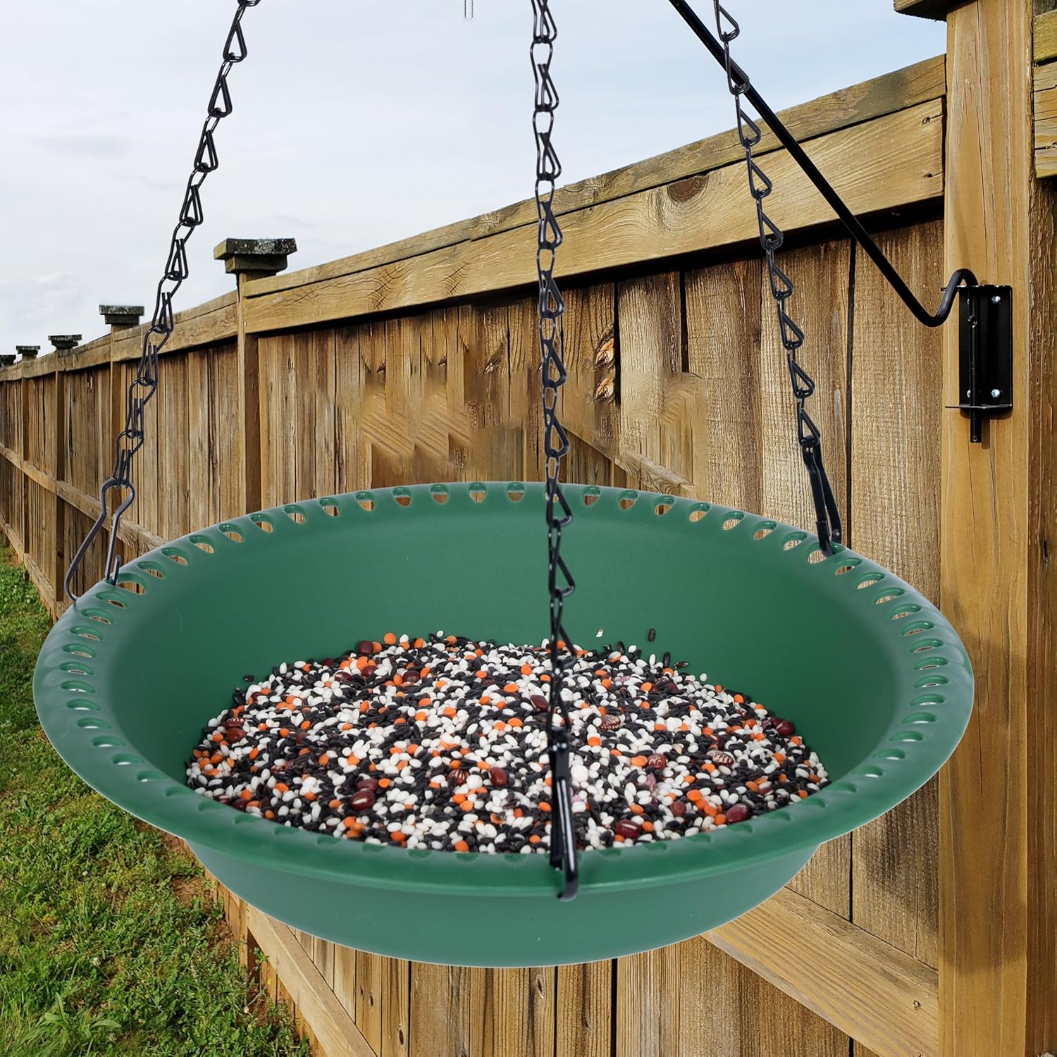 Hanging Bird Feeder Tray with Drainage Holes for Outside Fit Most Seed