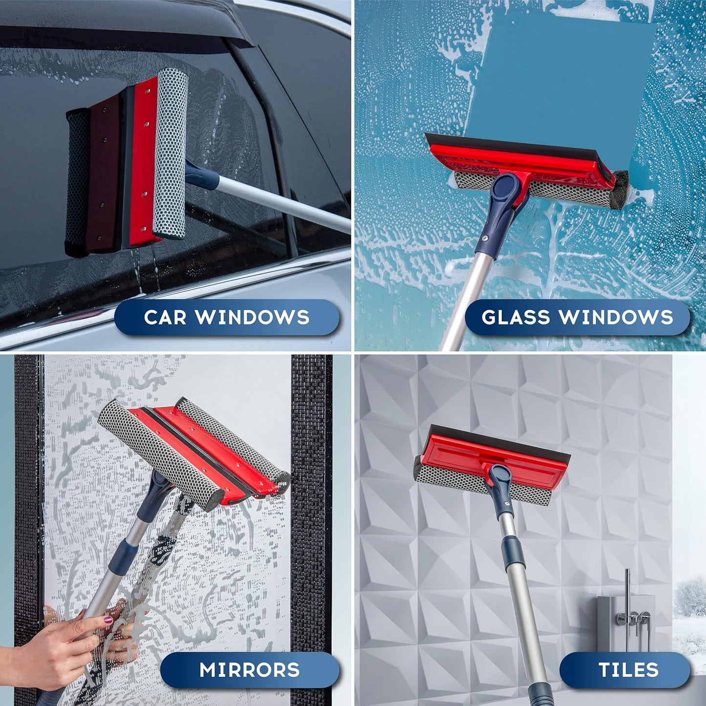 DSV Standard Professional Window Squeegee | 2-in-1 Window Cleaner Spon