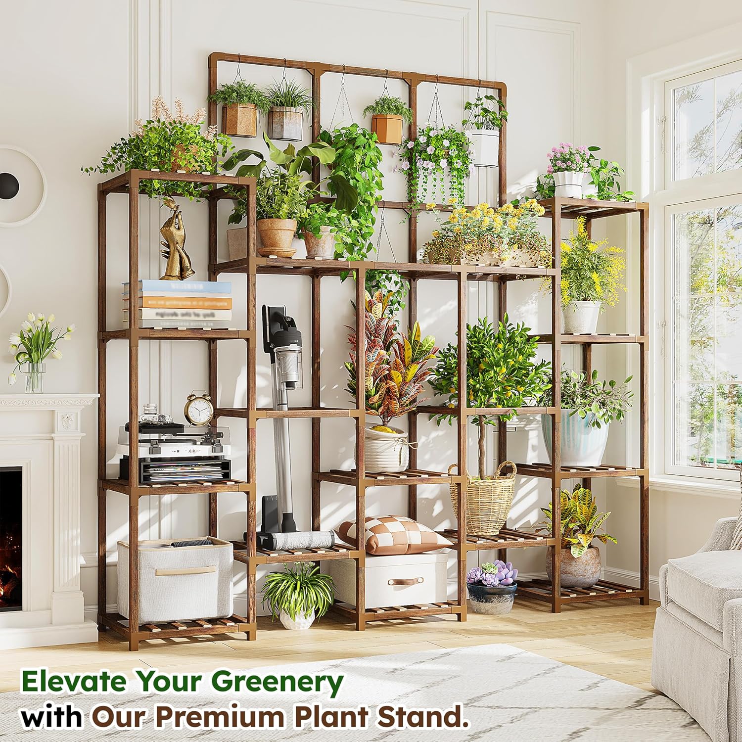 EnHomee Tall Plant Stand, 14 Tiers Indoor Plant Stand for Multiple Pla