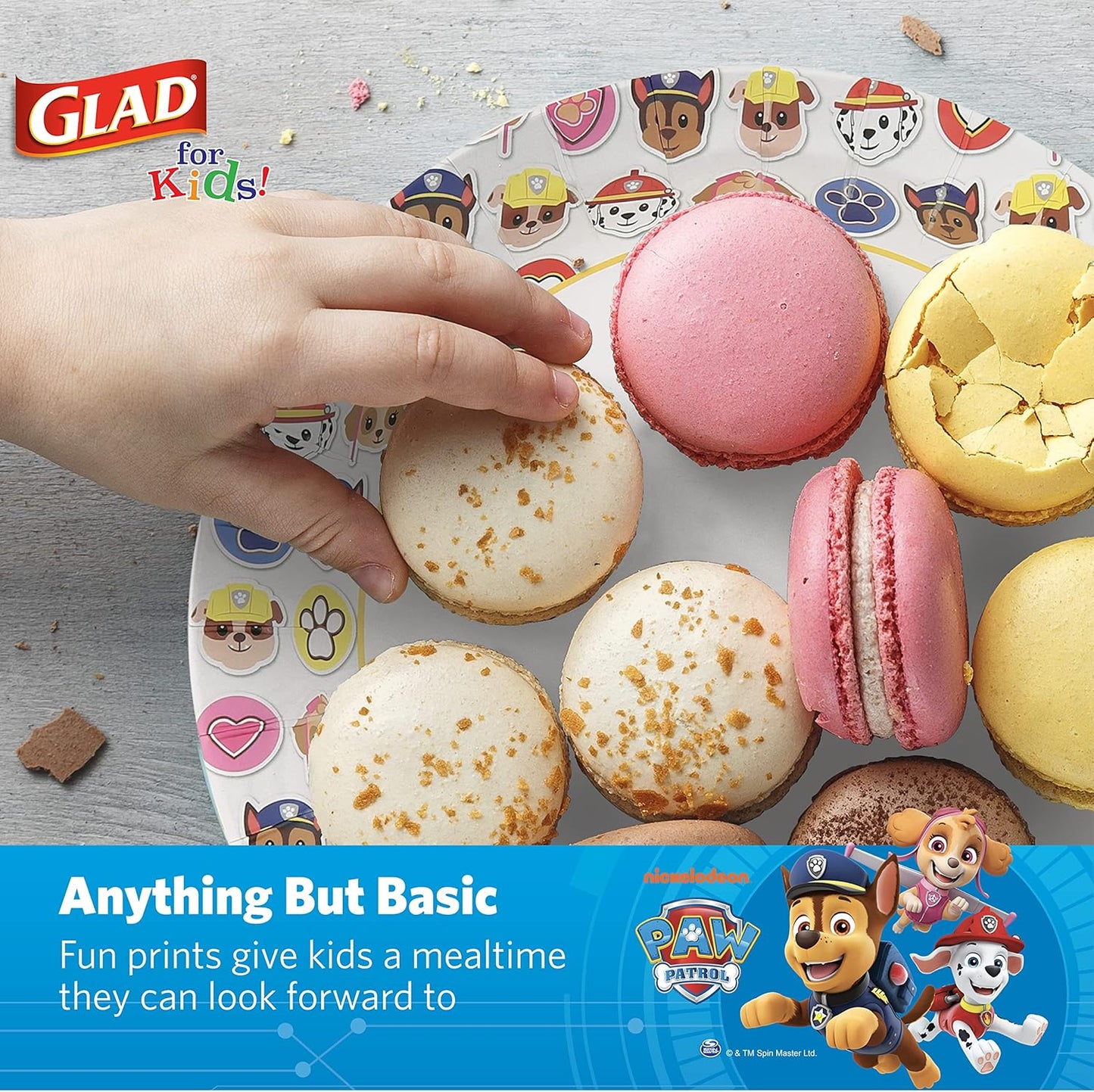 Glad for Kids Paw Patrol Disposable Paper Plates, Soak Proof and Cut Resistant Kids Plates, Microwave Safe for Meals and Snacks, Party and Everyday Use, Emojis Design, 8.5 Inch, 20 Count