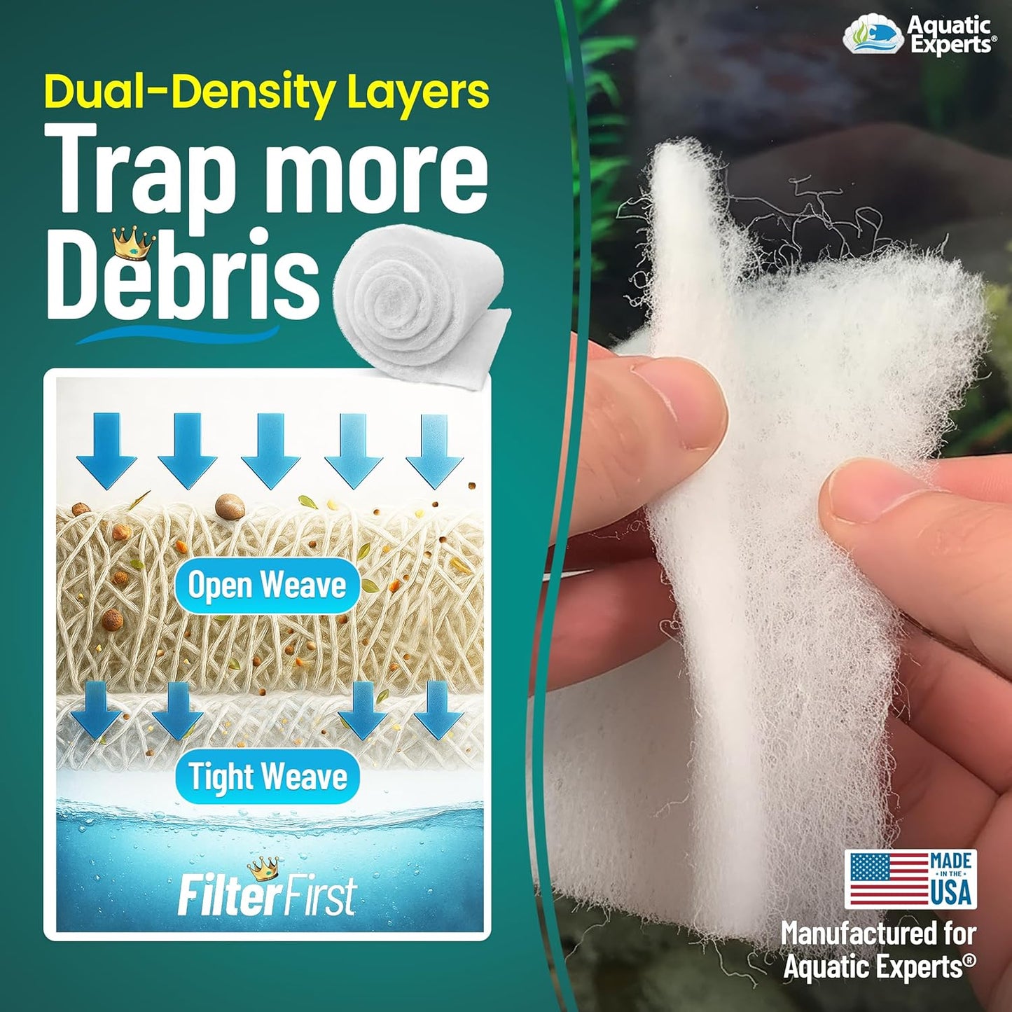 Aquatic Experts Aquarium Filter Floss for Fish Tank Filters - FilterFi