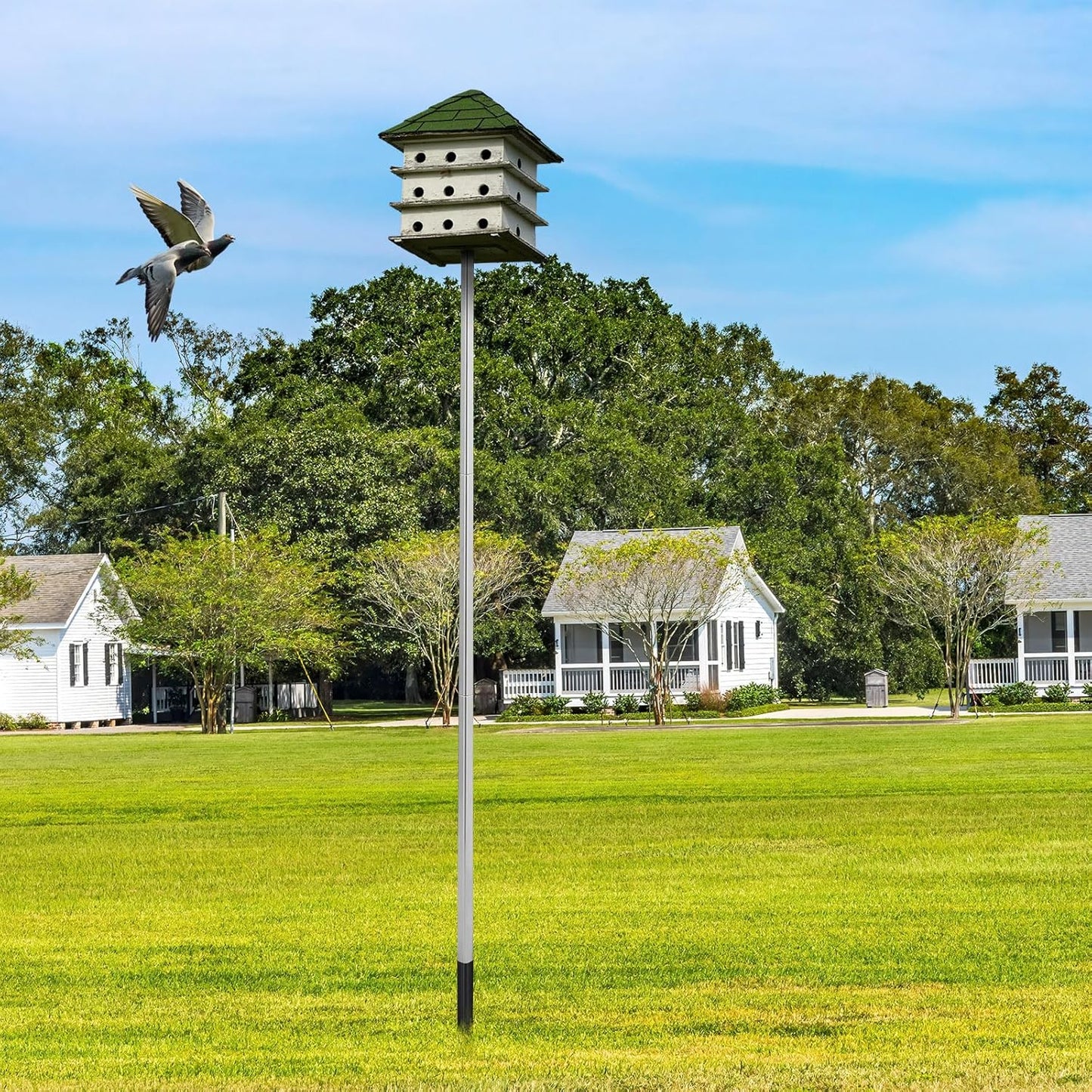 Tandefio 12 ft Telescoping Purple Martin House Pole with Ground Socket Heavy Duty 3-Section Telescoping Pole Purple Martin Bird House Heavy Duty Accessories (1 Pcs)
