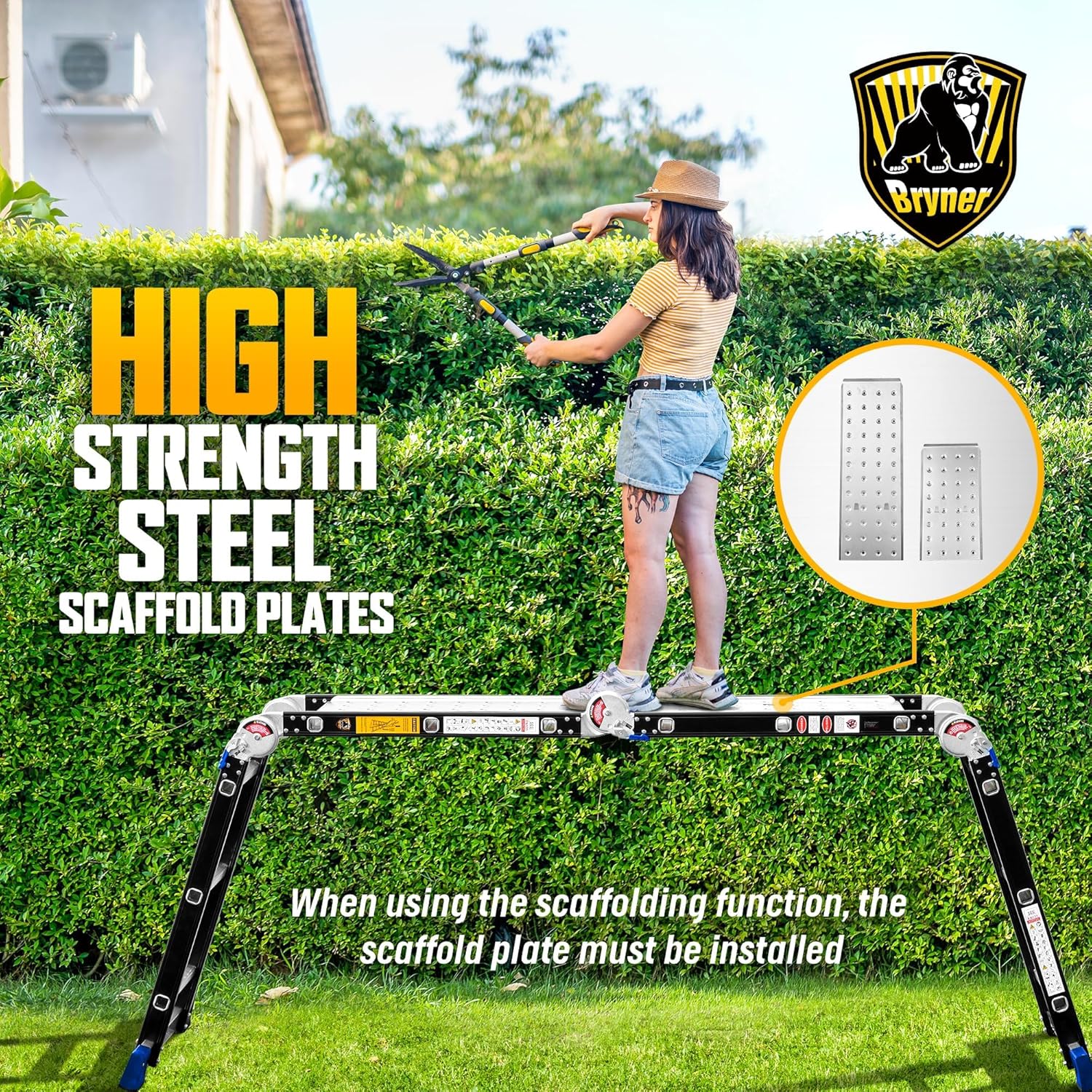 Step Ladder, Bryner 12Ft Multi-Purpose Aluminium Folding Extension Lad