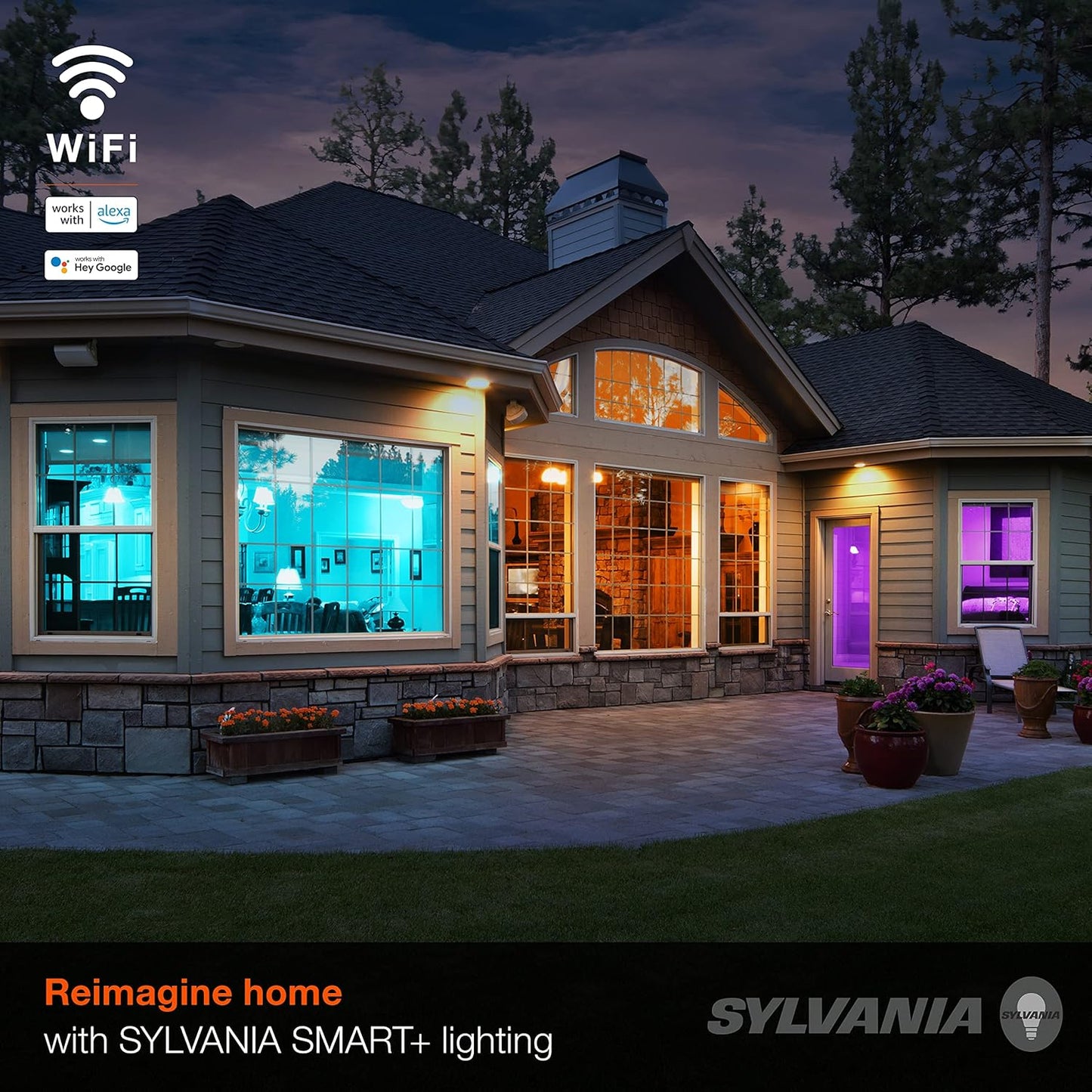 SYLVANIA Wifi LED Smart Light Bulb, 60W Equivalent Full Color and Tunable White A19, Dimmable, Compatible with Alexa and Google Home Only - 4 Pack (75674)