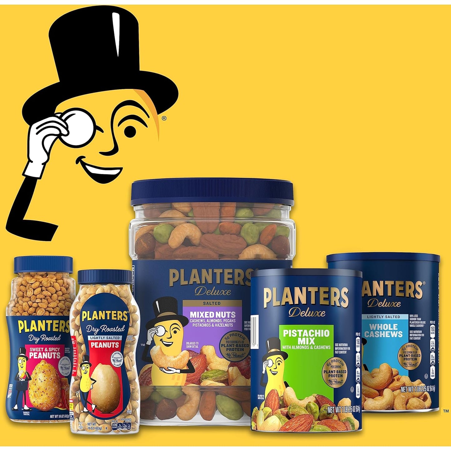 PLANTERS Deluxe Mixed Nuts - Roasted Cashews, Almonds, Brazil Nuts, Pi