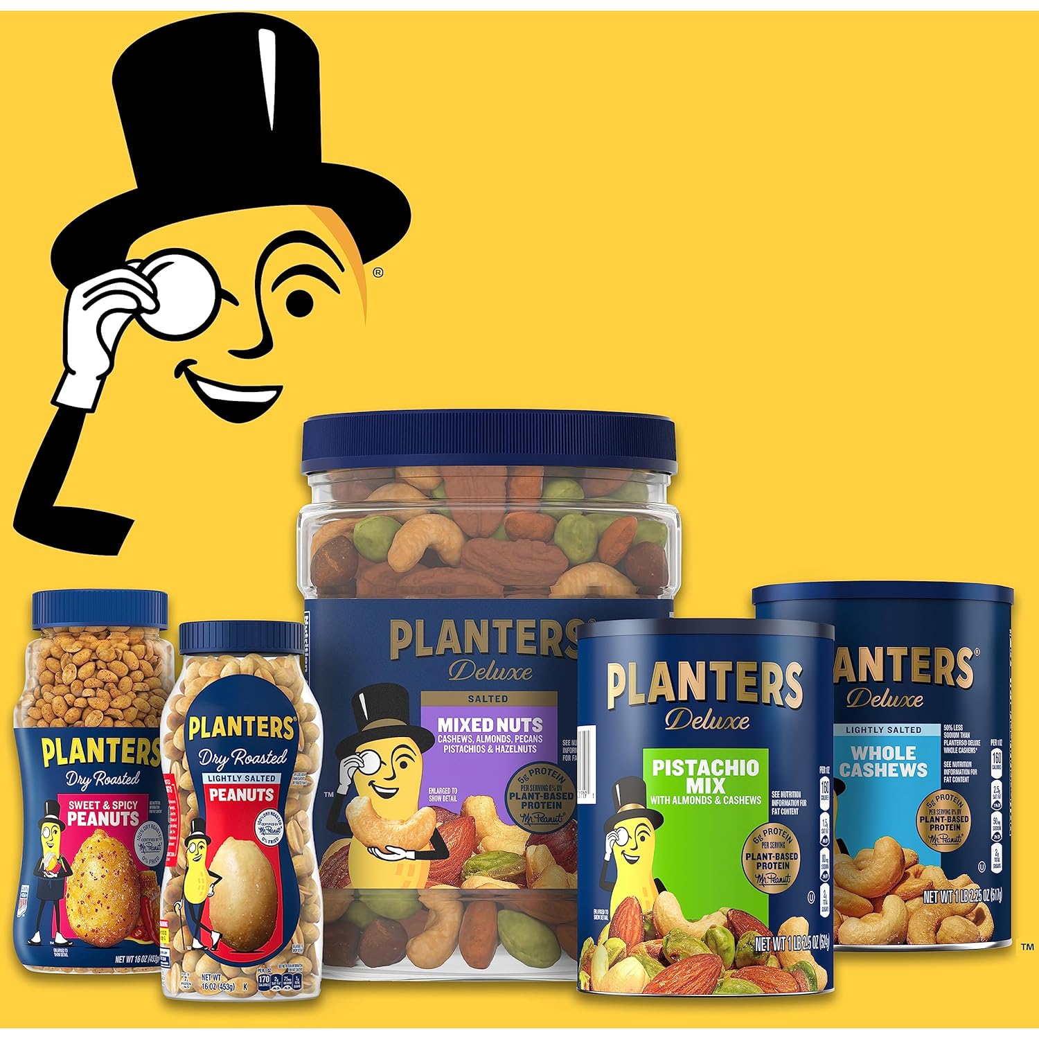 PLANTERS Deluxe Mixed Nuts - Roasted Cashews, Almonds, Brazil Nuts, Pi