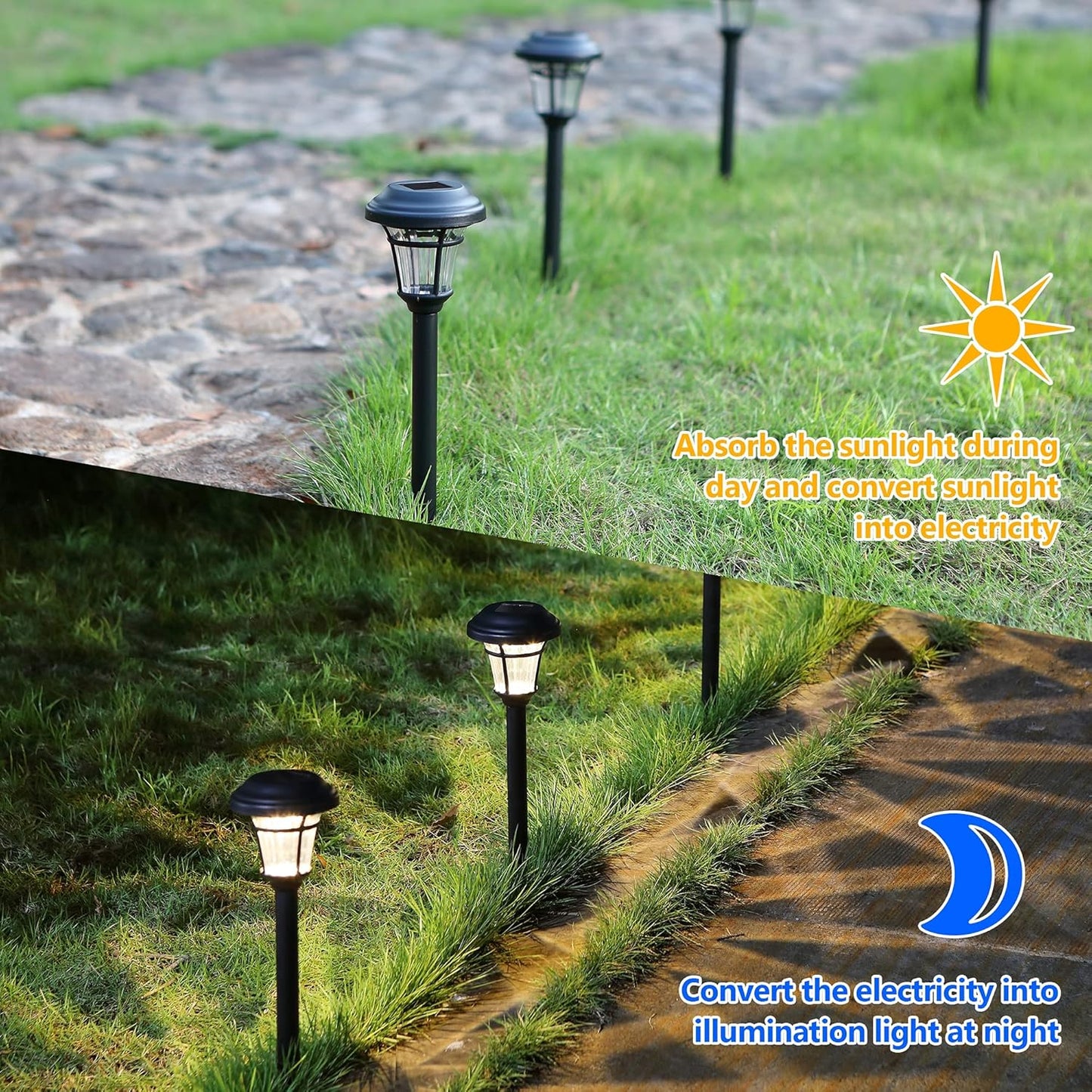 MAGGIFT 12 Pack Solar Pathway Lights Outdoor Solar Garden Lights for P