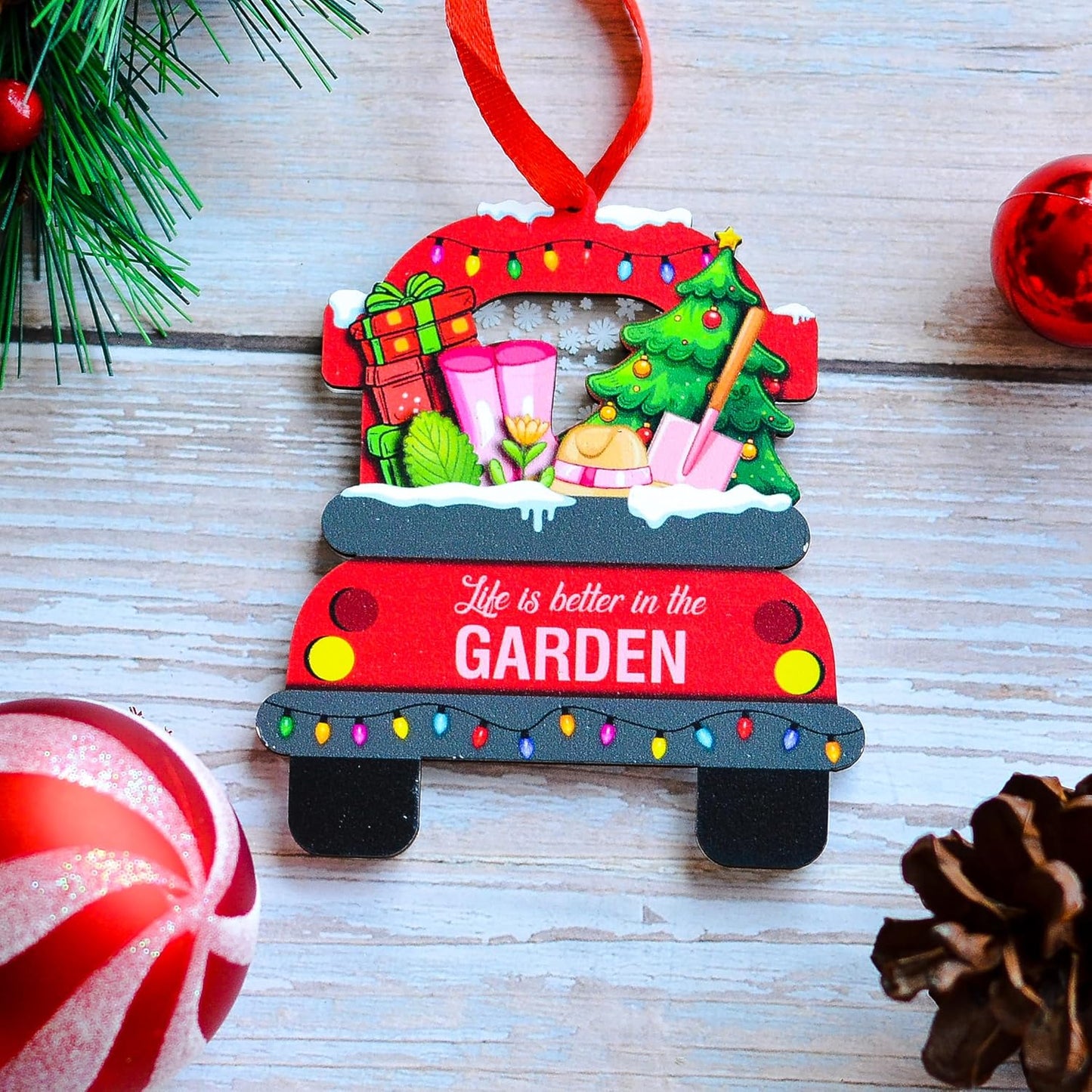 Gardening Christmas Ornament, Plant Garden Tools Christmas Ornament, Season's Gardenings, for Flower Gardeners, Plant Lovers Hanging Tree Decor