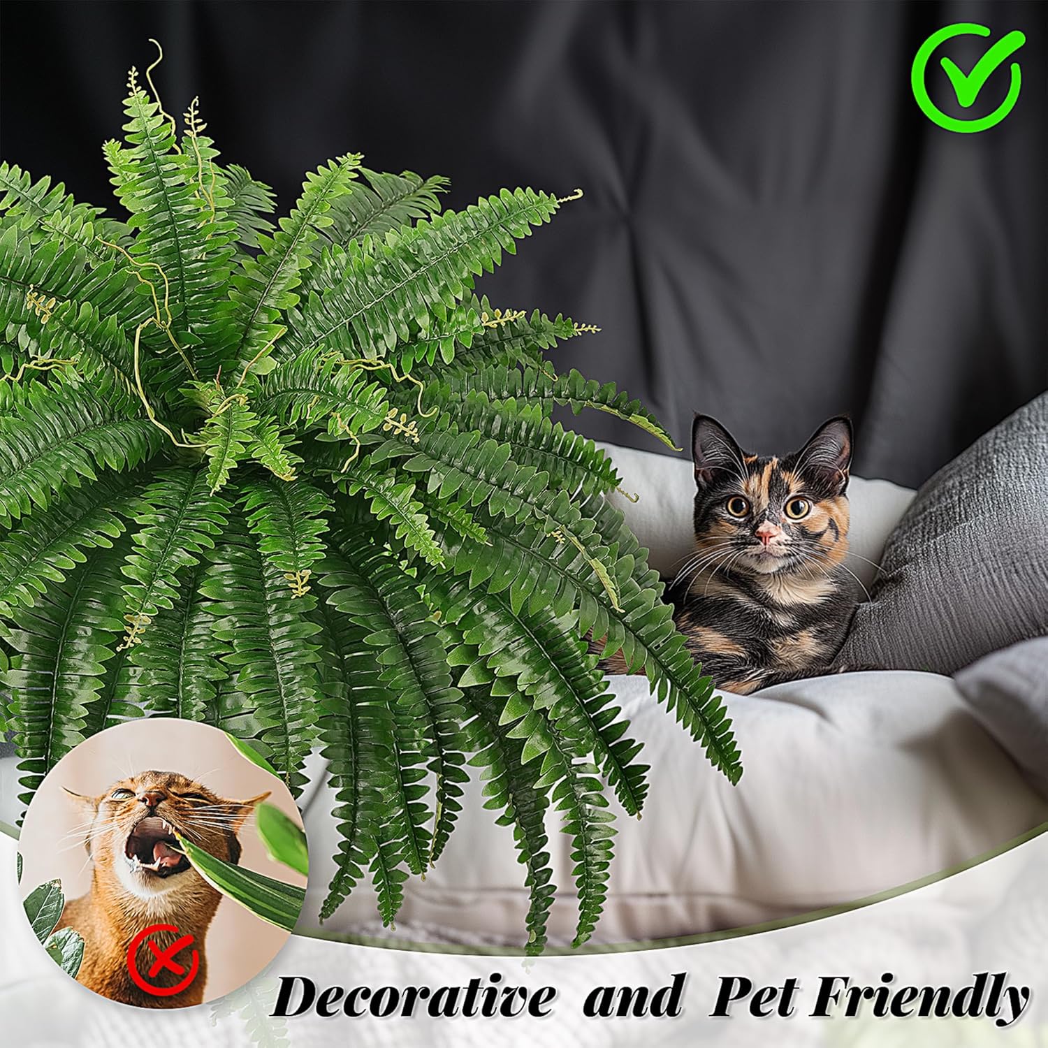 45" Fake Ferns, Realistic Large Artificial Bush Plants, 2 Artificial B