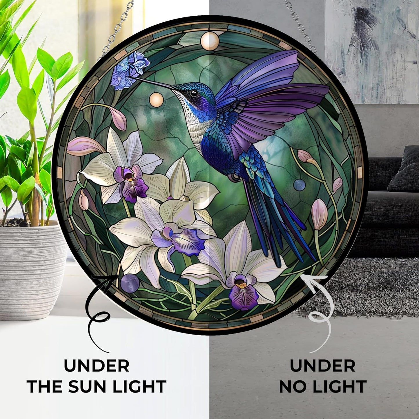 Hummingbird Suncatcher Stained Glass Window Hangings for Women Mom Red Birds Sun Catchers Colorful Ornament Bird Lovers Gift Gifts for Women Mom Wife