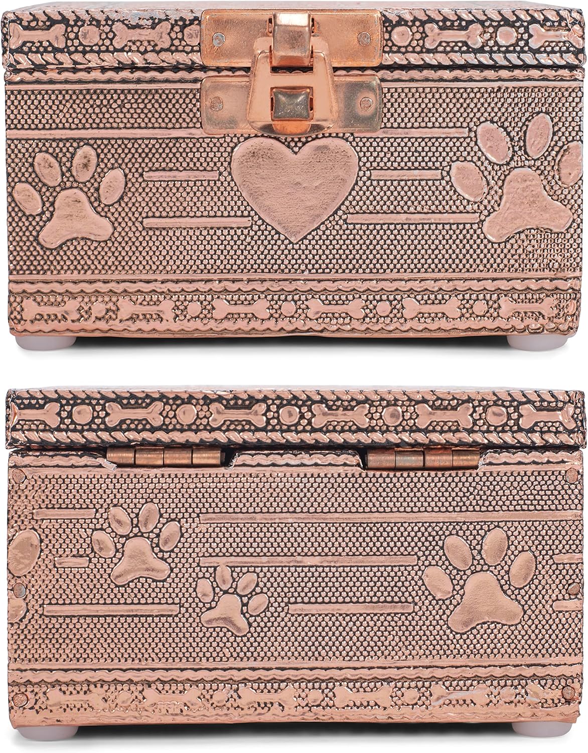 Cottage Garden Home Dog Pawprint Copper Tone Metal Jewelry Keepsake Bo