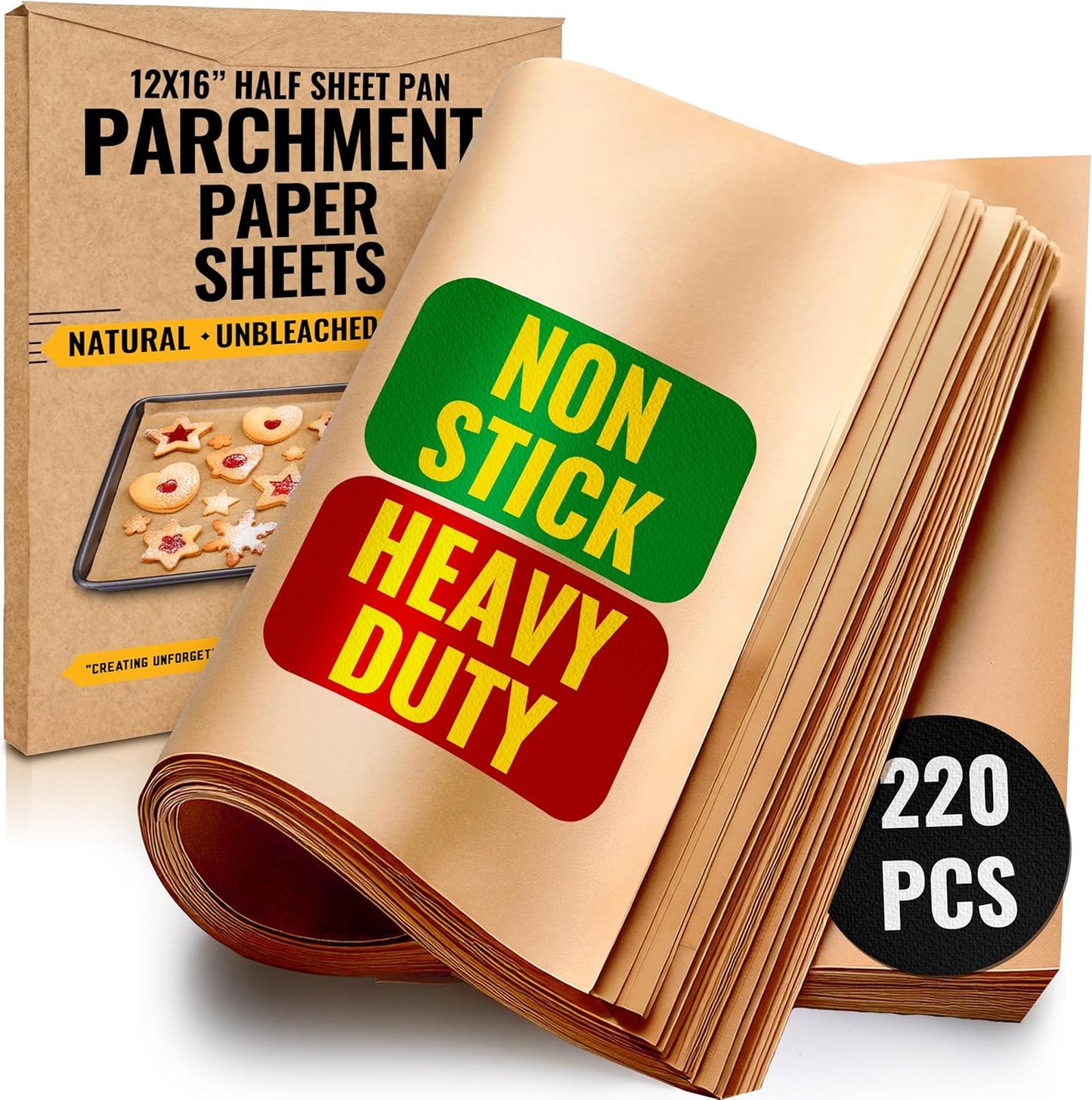 220 PCS Parchment Paper Baking Sheets, 12x16 Inches by Baker's Signatu