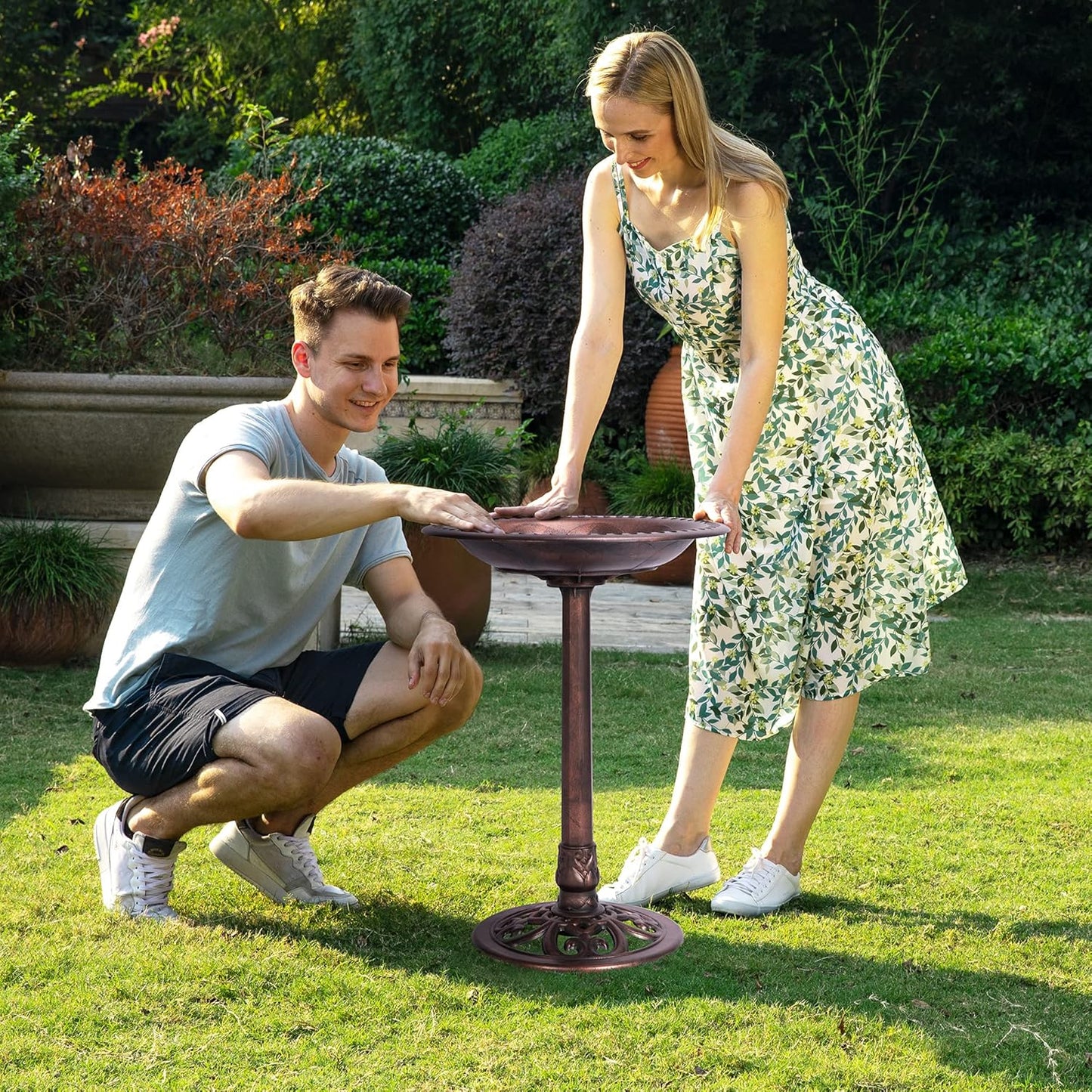 VIVOHOME 28 Inch Height Polyresin Lightweight Antique Outdoor Garden B