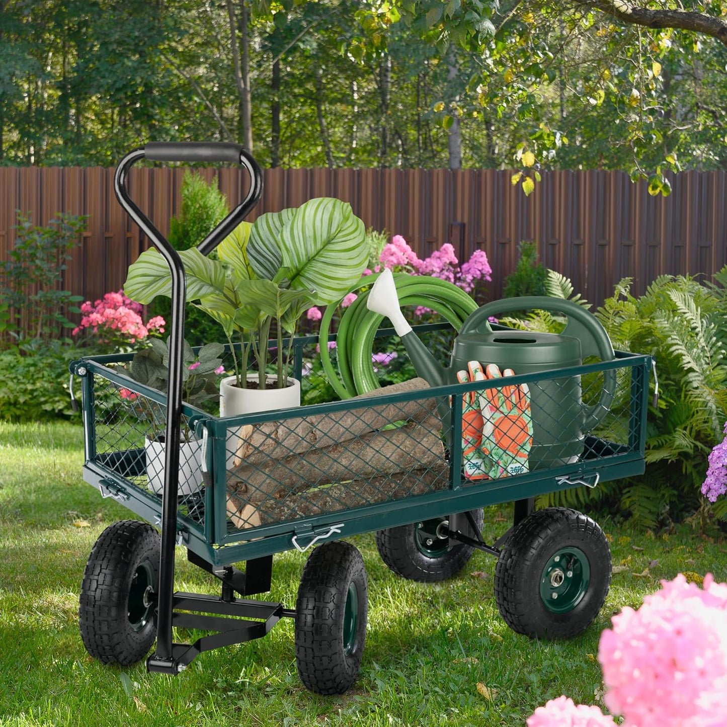 Garden Cart - Rolling Wagon Cart with 650lb Weight Capacity, All-Terra
