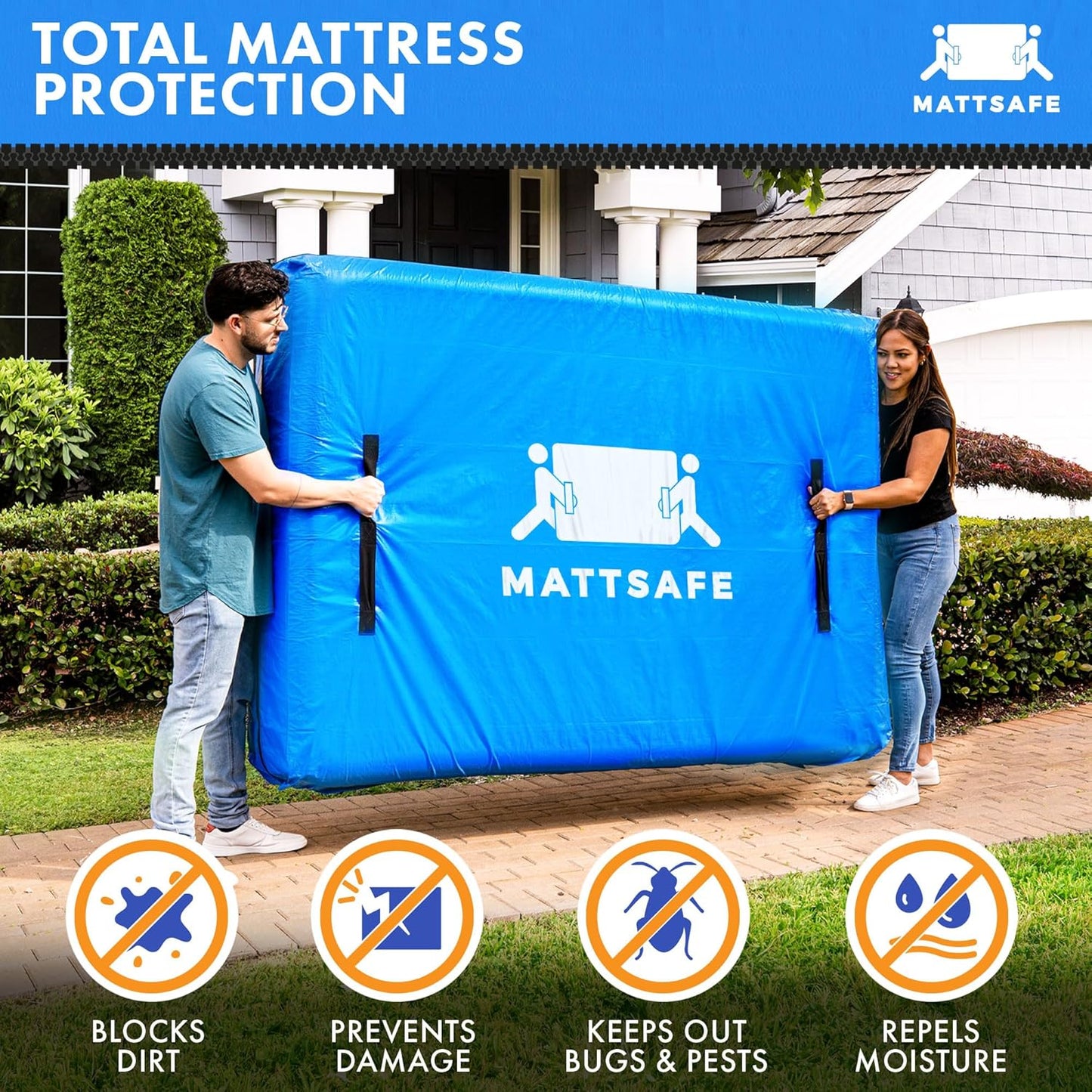 Nordic Elk Mattress Bags for Moving and Storage (Queen) Heavy Duty Moving Supplies, 8 Sturdy Handles, Strong Zipper, Mattress Cover Queen Size Bed Bags, Storage Cover Essentials Packing Protector