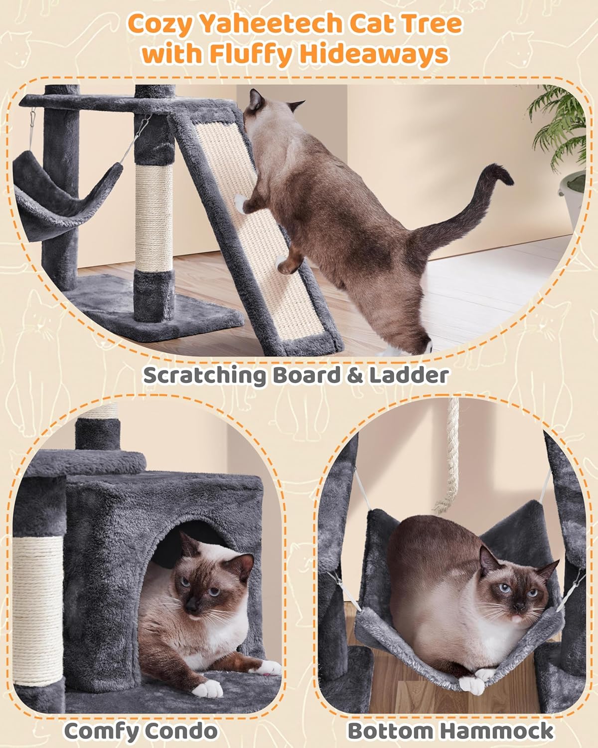 Yaheetech Large Multi-Level Cat Tree, 63 Inches Tall with Sisal-Covere
