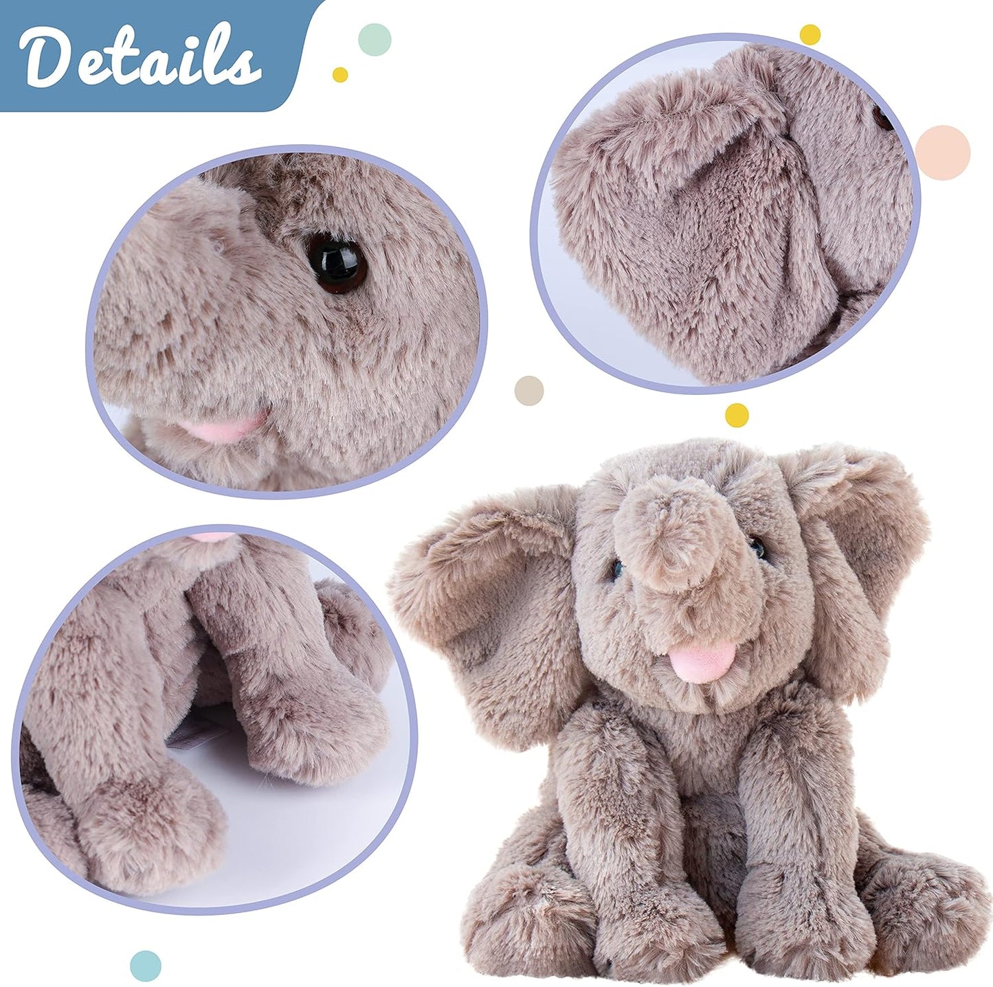 Hopearl Adorable Plush Calf Elephant Toy Floppy Elephish Ultra Soft St