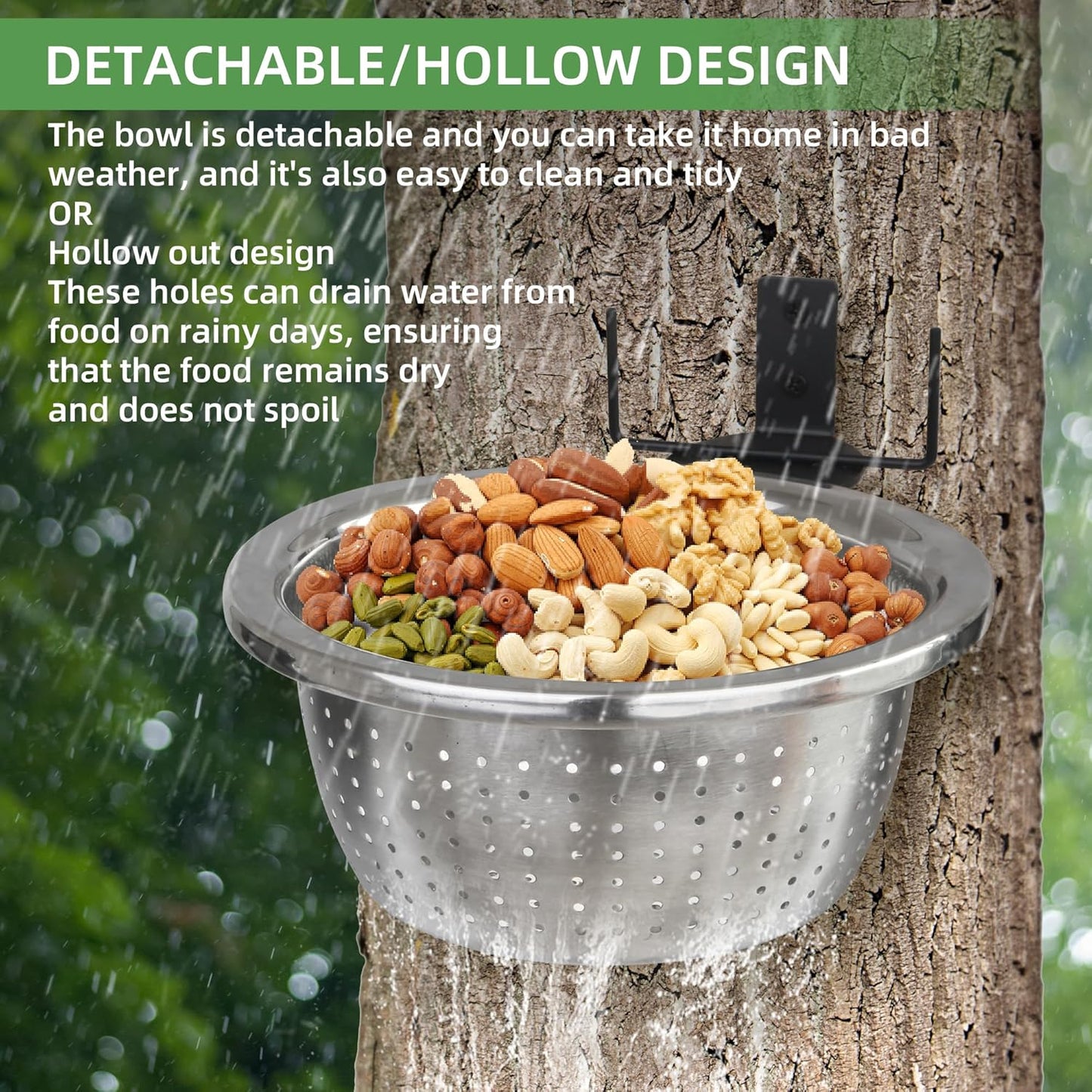 Outdoor Metal Wild Squirrel Feeder: Chipmunk Food Holder with Removabl