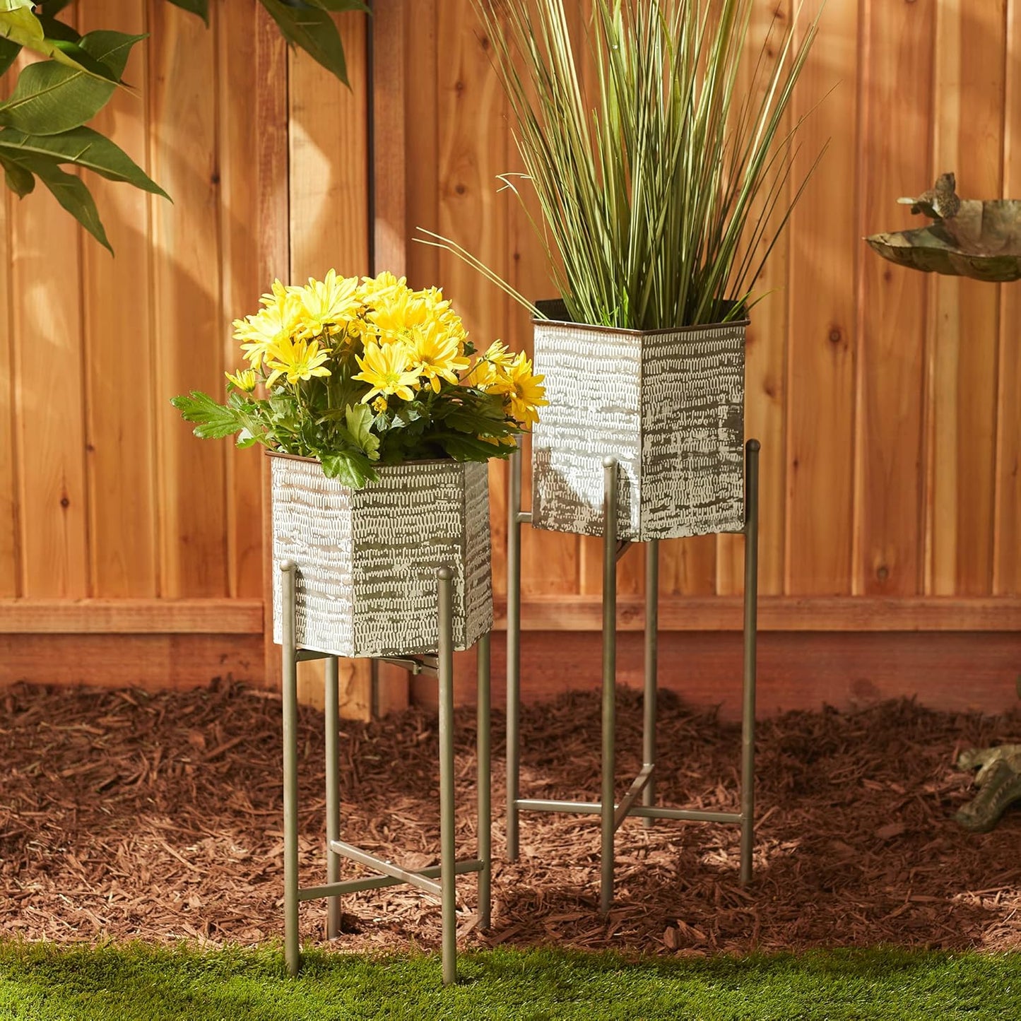 DII Bucket Plant Stand Set Indoor/Outdoor, Large, 10x9.75x24.25; Small