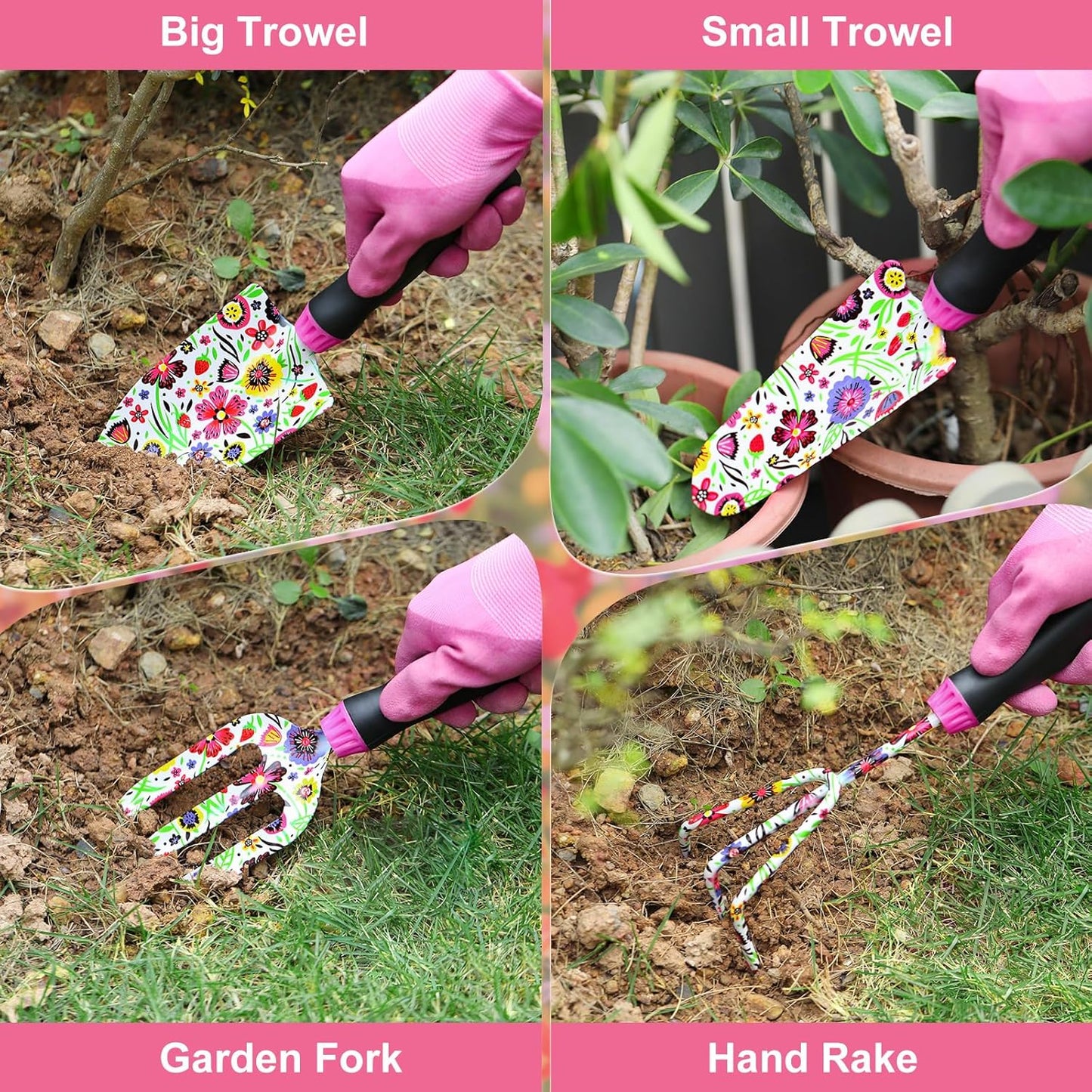 Housolution Gardening Tools Set, 10 PCS Stainless Steel Heavy-Duty wit