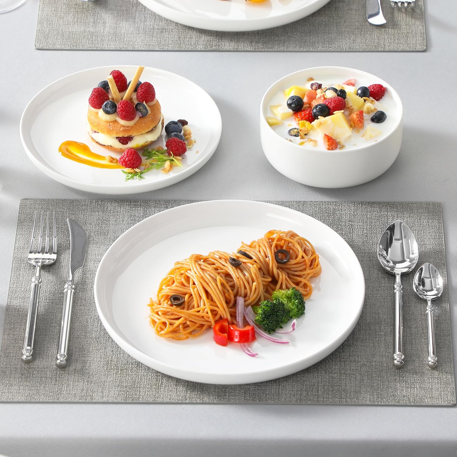 MALACASA Plates and Bowls Sets, 12 Pieces Porcelain Dinnerware Sets Di