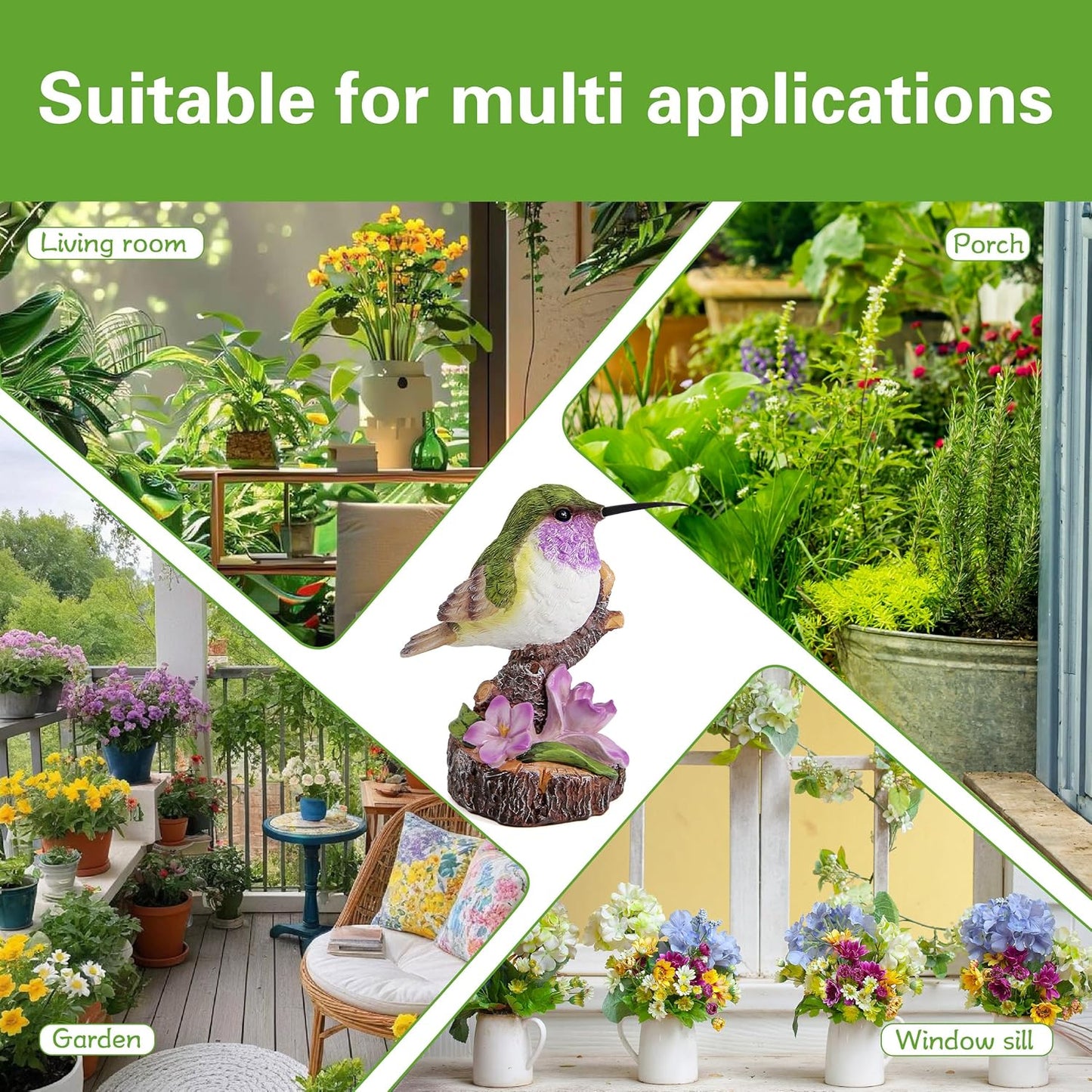 Hummingbird Garden Statues Decor for Outdoor Backyard Yard Porch Patio Lawn Outside Hummingbird Figurine Indoor Home Shelf Decorations for Women Bird Lovers Birds Collectible