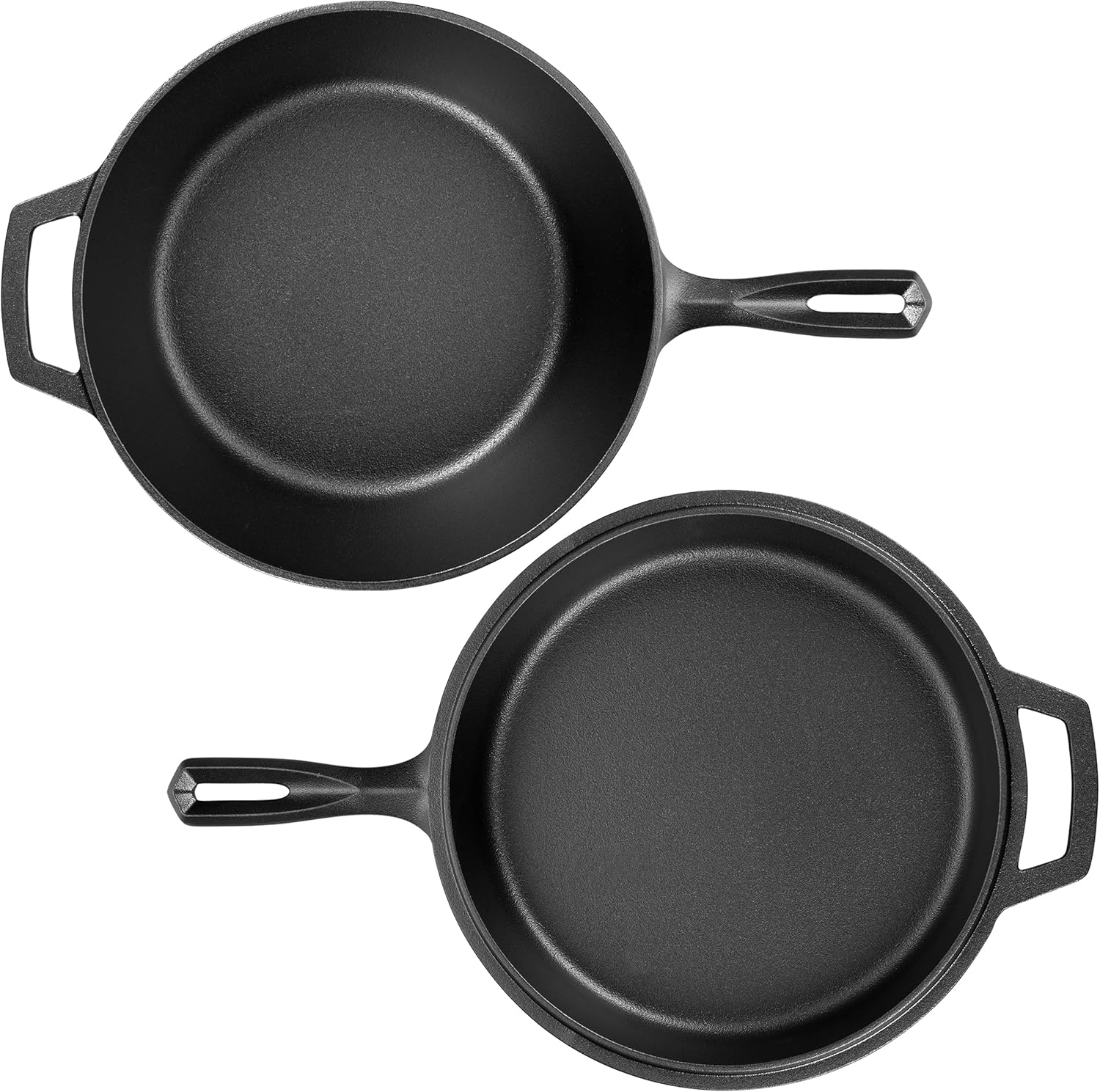 Pre-seasoned Cast Iron Double Dutch Oven Pot with Skillet Lid, for Bre