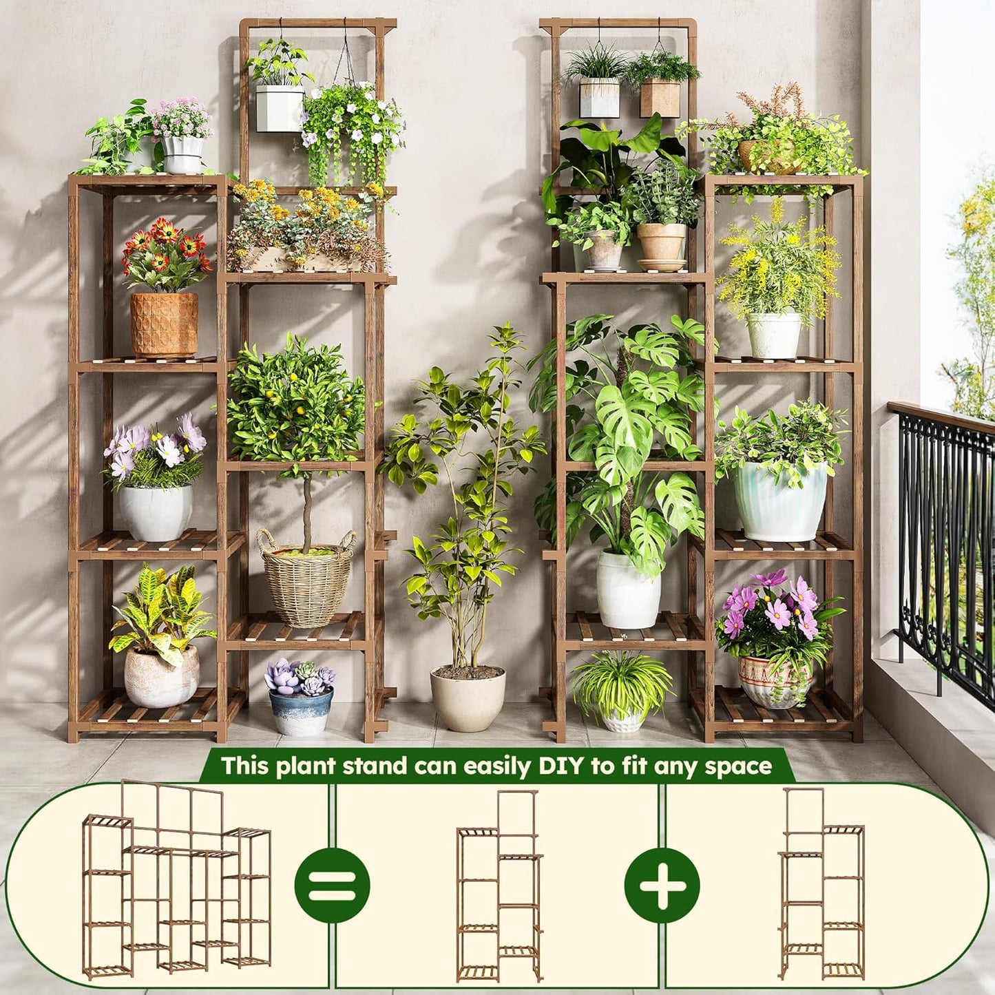 EnHomee Tall Plant Stand, 14 Tiers Indoor Plant Stand for Multiple Pla