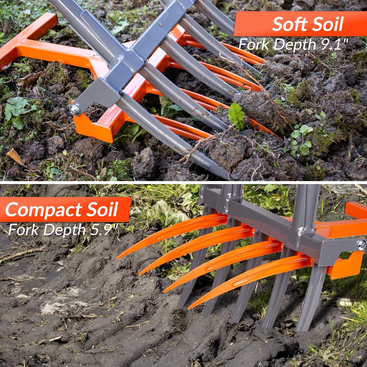 Walensee Broad Fork Garden Tool, 9 Tines Heavy Duty Broadfork Hand Til