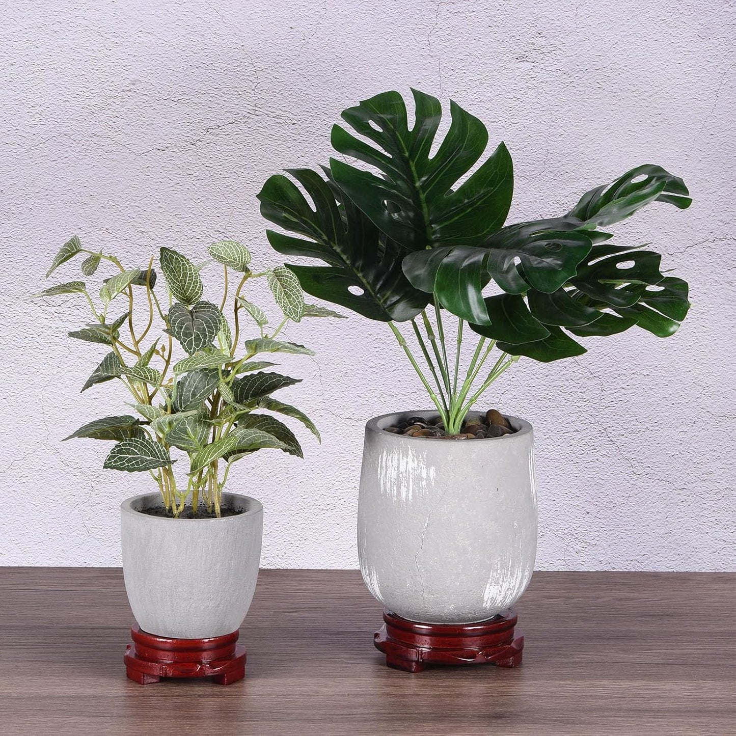 PATIKIL Planter Display Stand, 5.9 Inch Dia Round Bonsai Base Imitation Wood Style Home Decor Display for Table Lamp Teapot Base