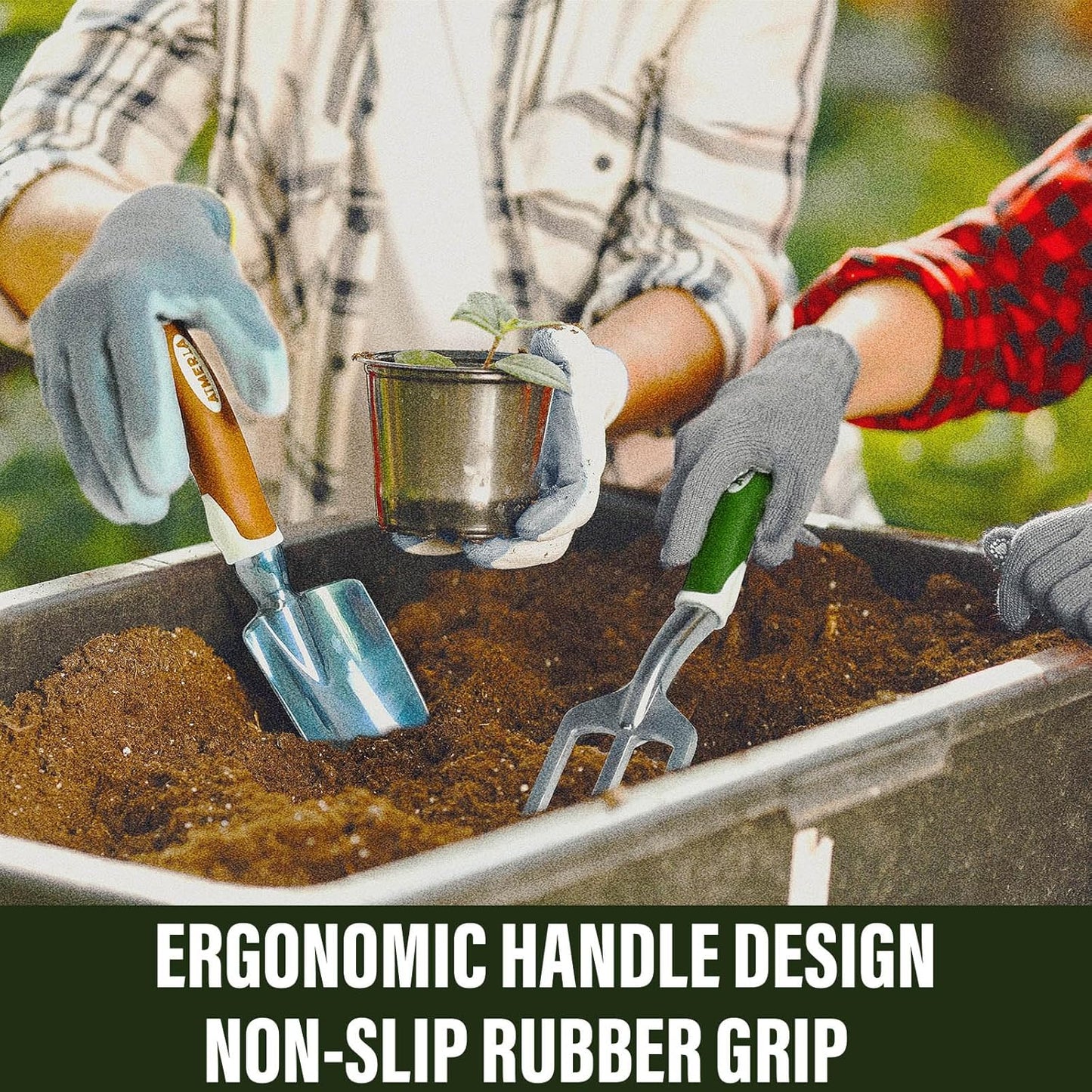 Aimerla Gardening Tools Set of 9 Heavy Duty Garden Tools with Non-Slip