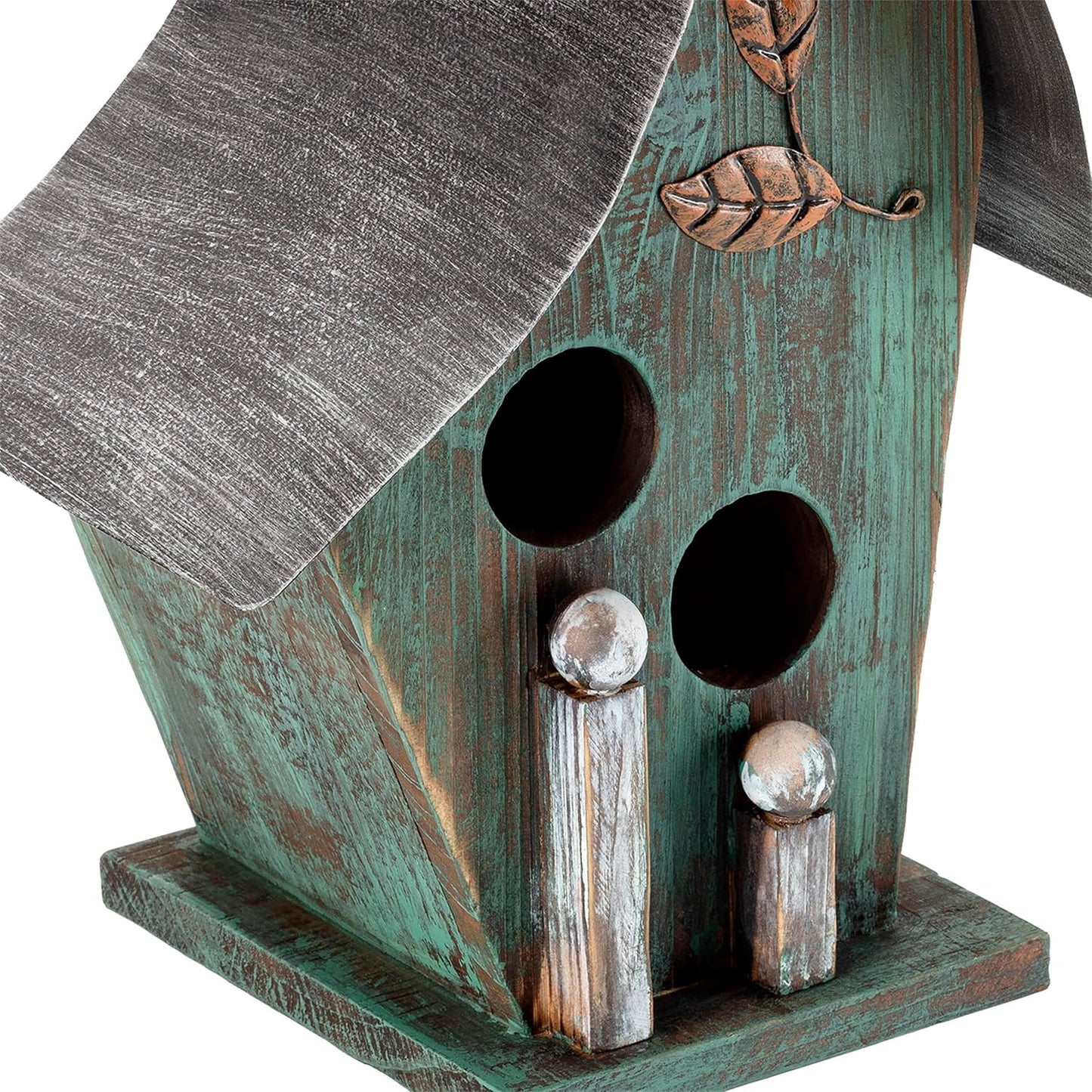 Alpine Corporation 12" Tall Outdoor Hanging Wooden Birdhouse, Turquoise